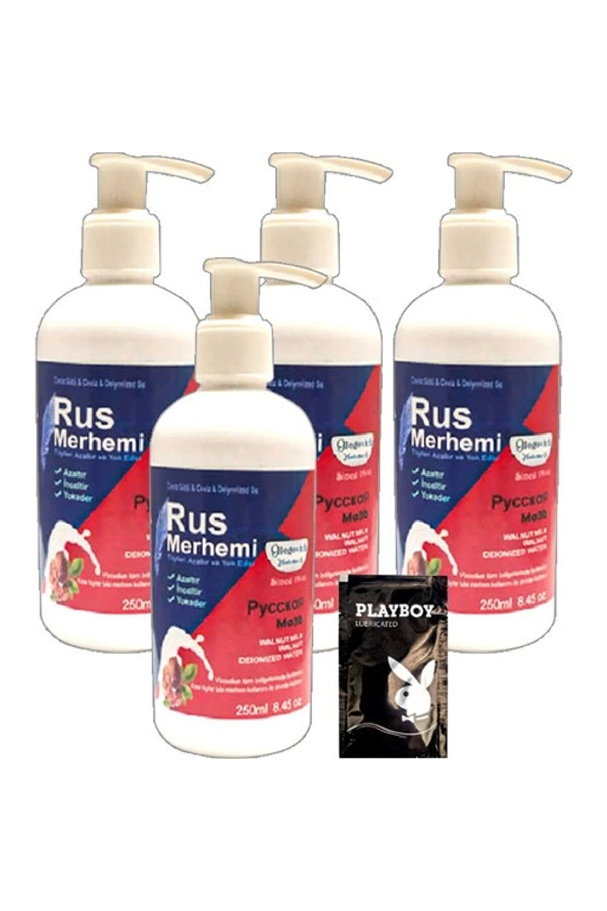 Eki̇nce Playboy 4 Lüx 250 Ml Tüy Dökücü Krem Cevi̇z Sütlü & Cevi̇zli̇ Rus Merhemi̇ + Yanında Jel - 000031Kı