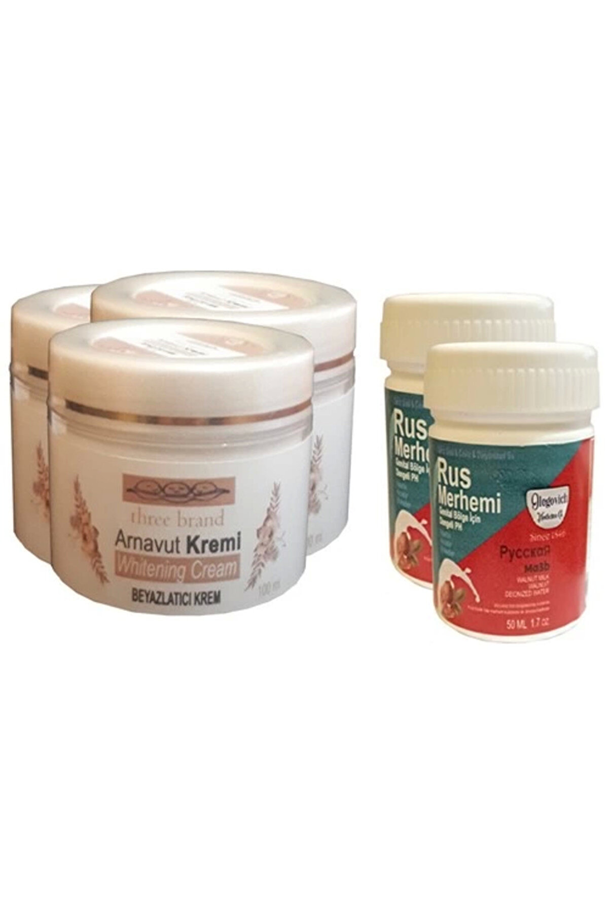 STİL KÖŞESİ Three Brand Vücut Kremi 100 ml Arnavut Kremi3 Adet + Rus Merhemi 50 ml 2 Adet