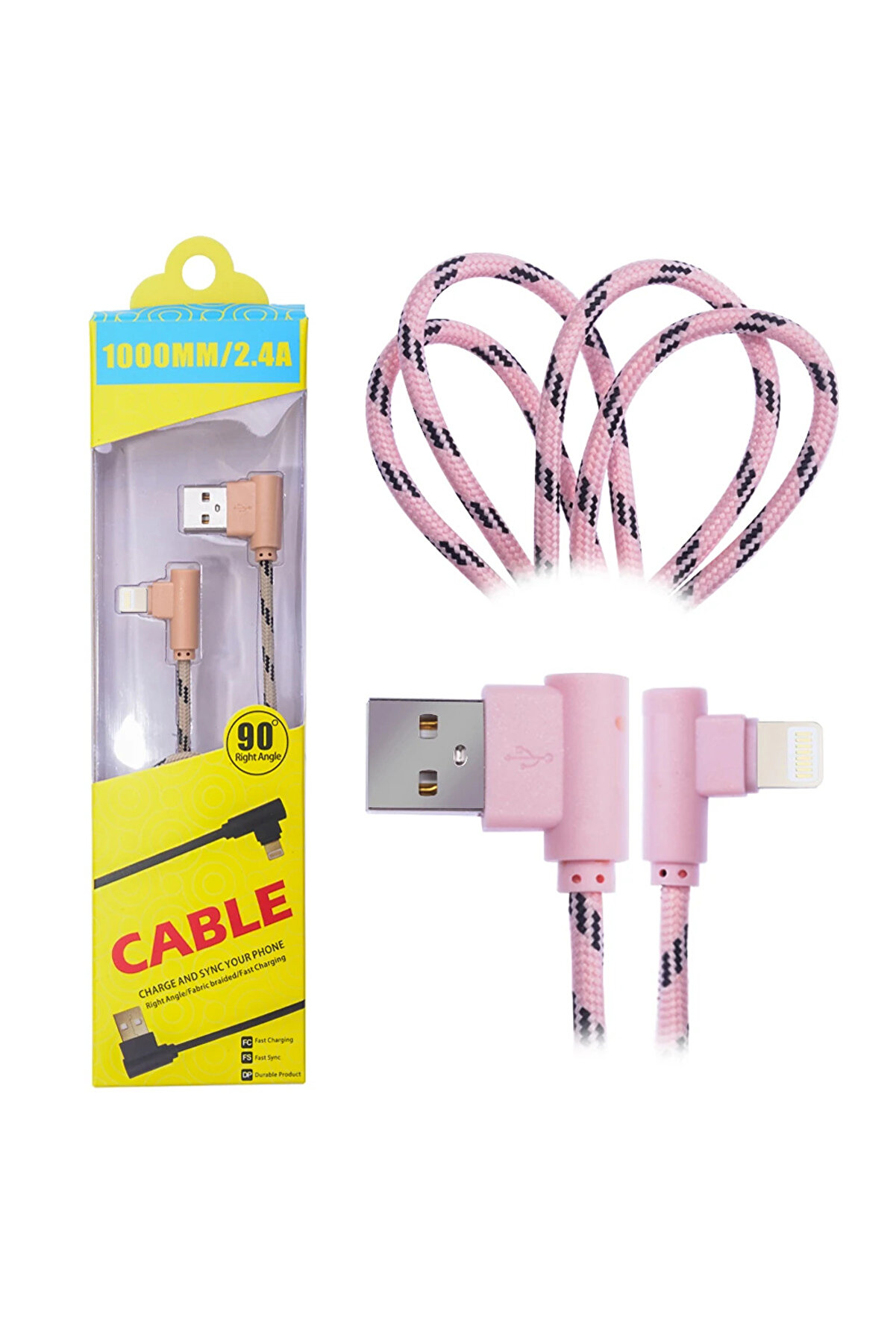 Ally İphone Li̇ghtni̇ng Eği̇k Başlı Halat Usb Kablo 1Metre-(1903)