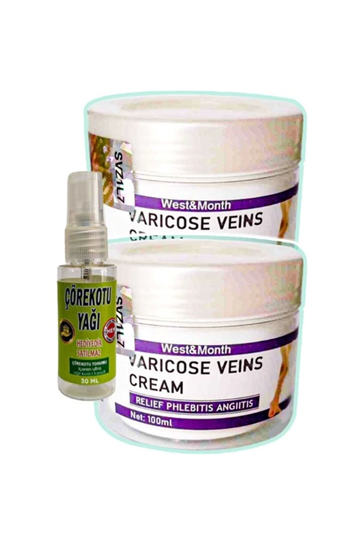 Ekince West & Month Varicose Veins Bakım Kremi 100 ml x 2 adet + Çörek Otu Yağı 30 ml