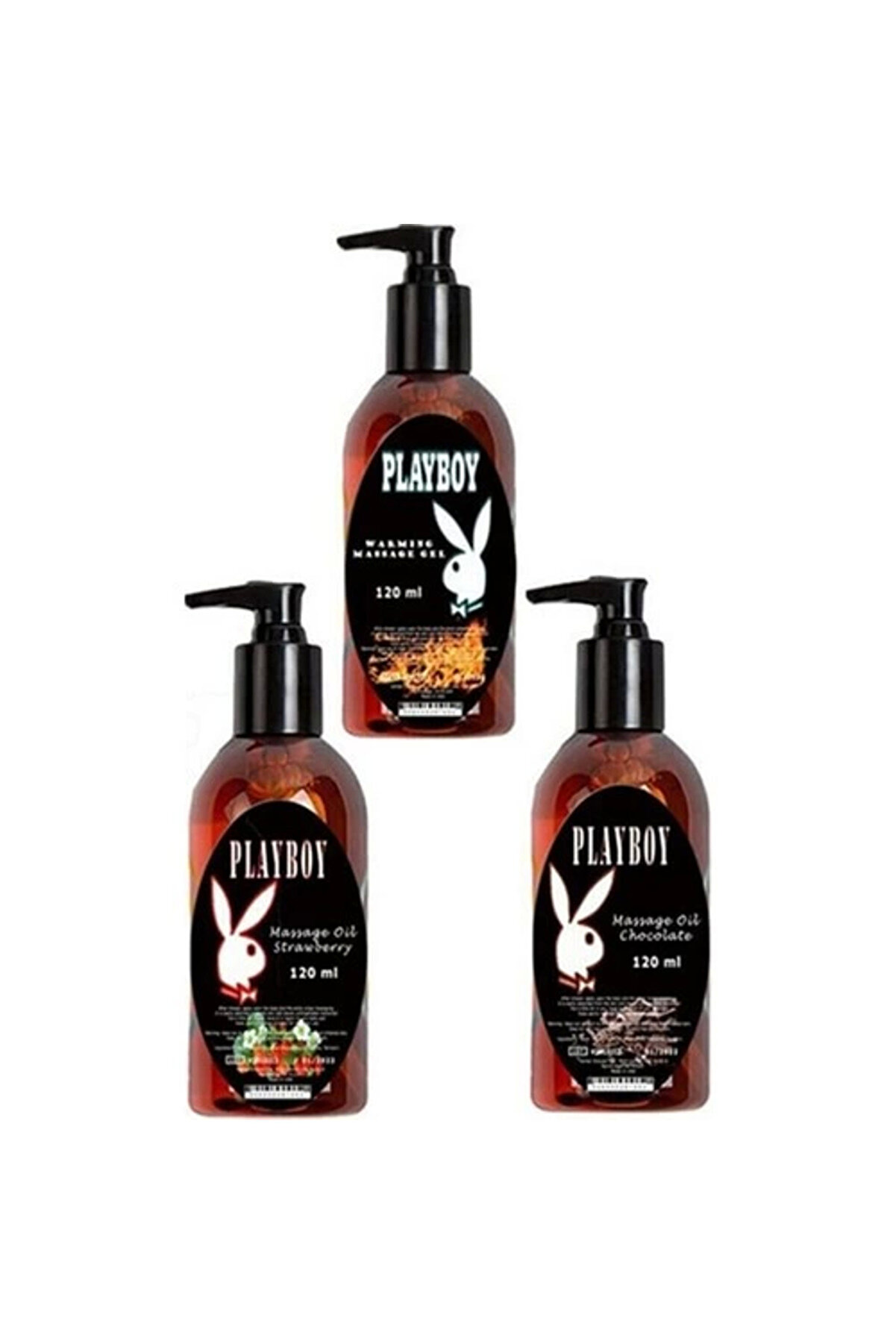 Ekince Playboy 3 Adet Playboy Çilek Aromalı Kokulu Ve Isıtıcılı Rahatlatıcılı Vücut Masaj Yağı