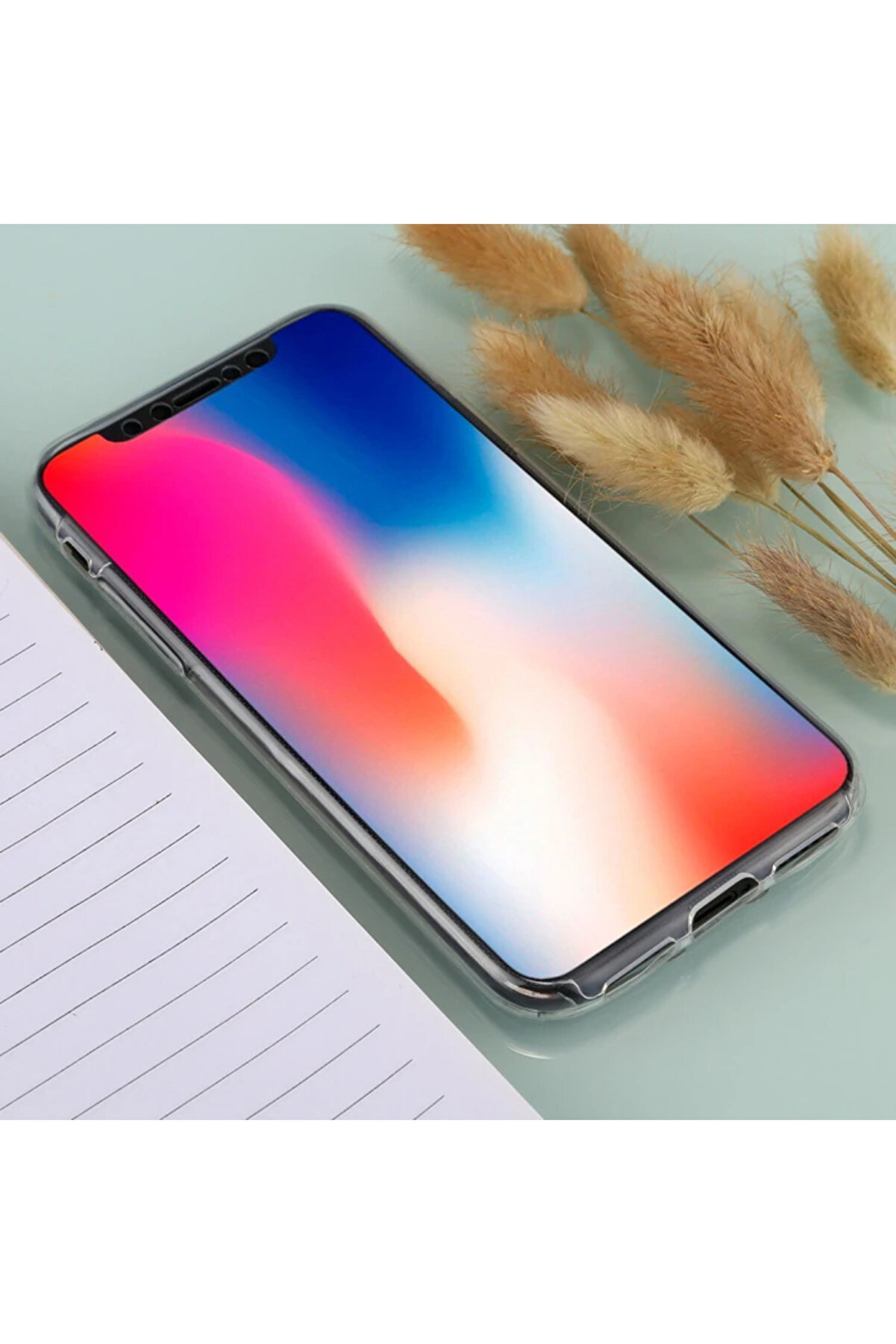 İphone X Xs 360 Koruma Şeffaf Si̇li̇kon Kılıf-(1903)