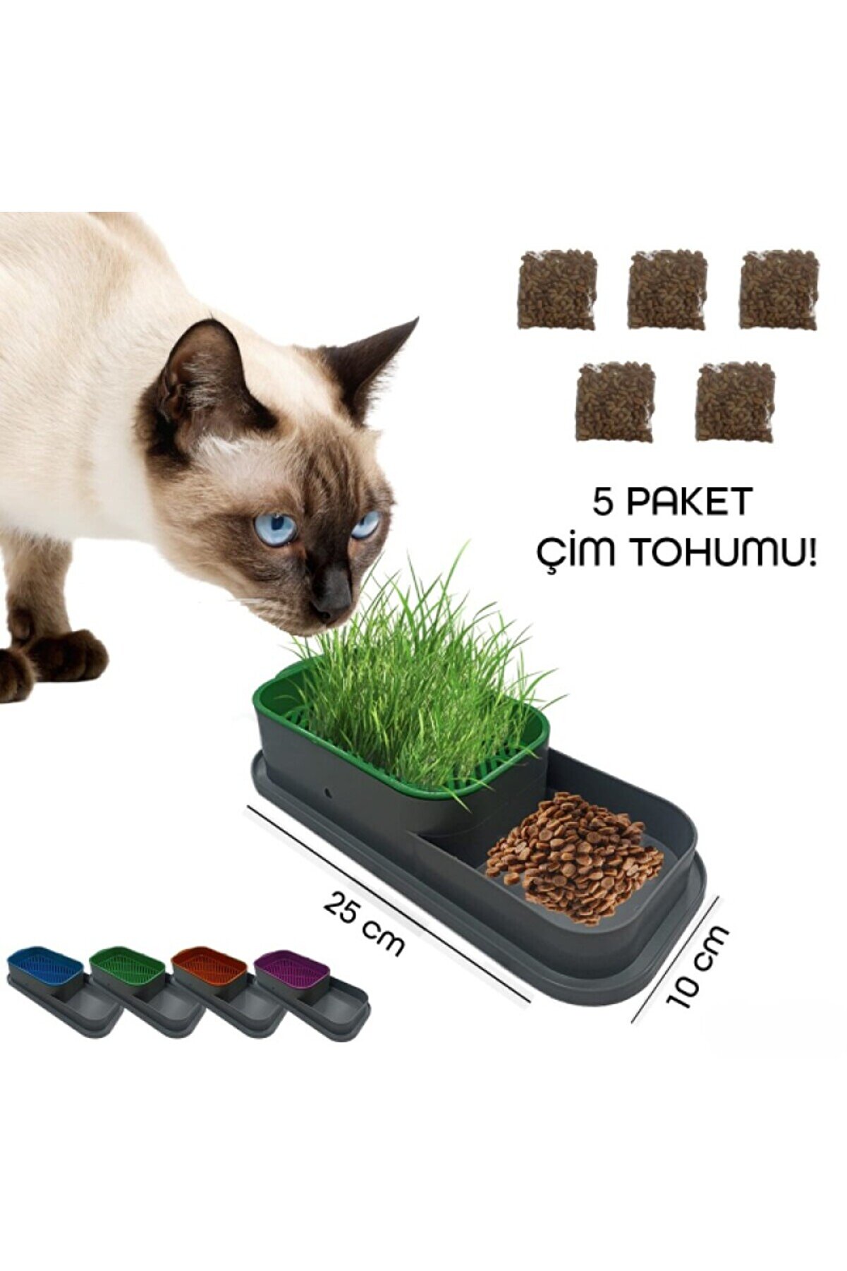 %100 Doğal Topraksız Kedi̇ Çi̇mi̇ Seti̇ 5 Paket Tohum Hedi̇yeli̇, Si̇ndi̇ri̇m Ve Tüy Önleyi̇ci̇,Kolay Yeti̇şti̇r