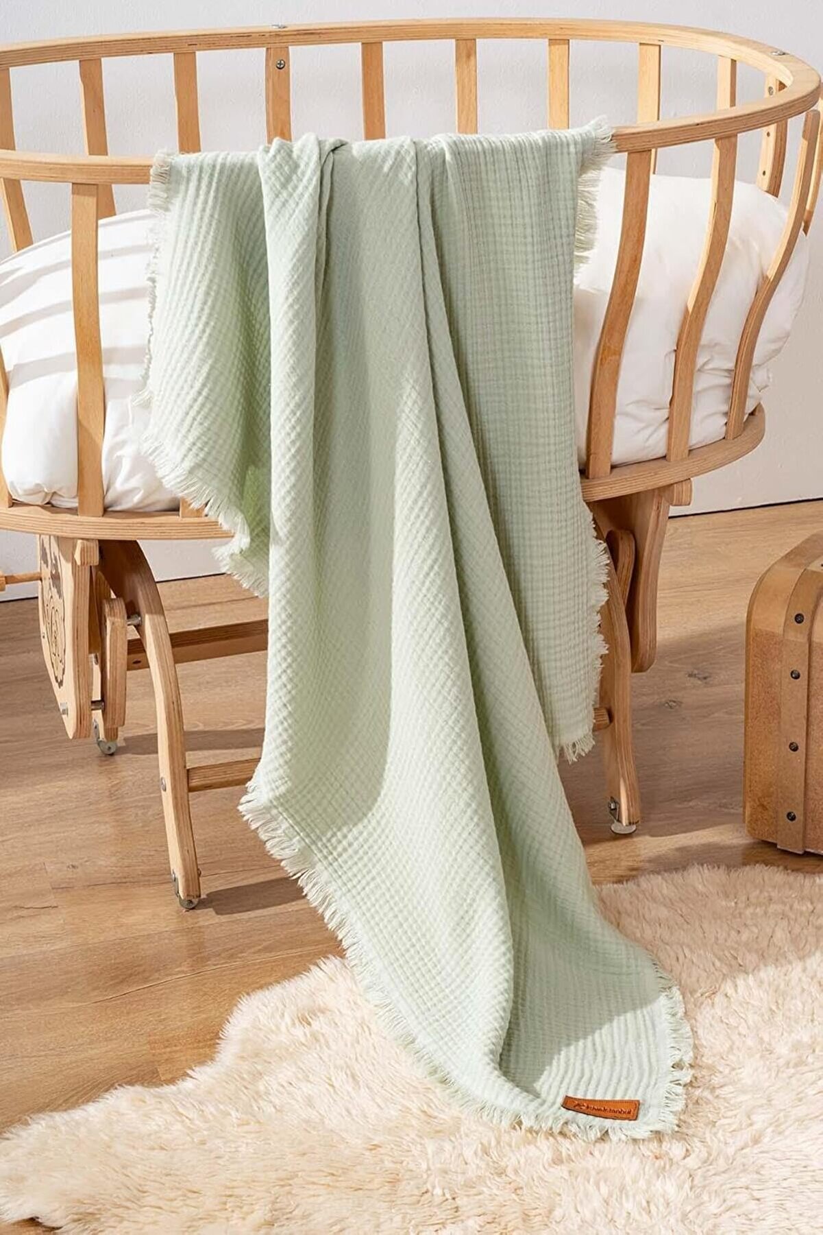 Flashtrend Yeşi̇l 4 Katlı M&uuml;sli̇n Battani̇ye%100 Pamuk Bebek & &Ccedil;ocuk Battani̇ye - M&uuml;sli̇n &Ouml;rt&uuml; Modacatch