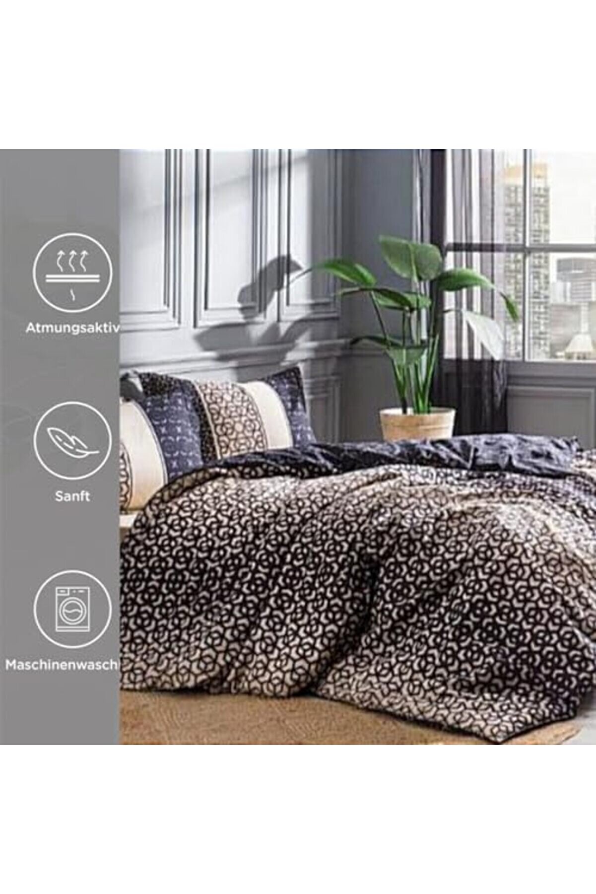 Noche Si̇yah Çi̇ft Ki̇şi̇li̇k Nevresi̇m Takımı Maxshtr 1053513