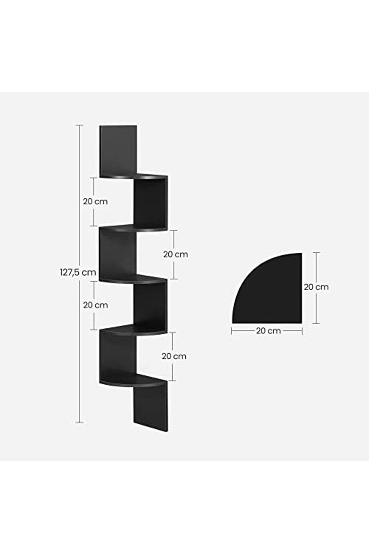 Lvnshop K&ouml;şe Rafı, 5 Raflı Duvar Rafı, Asma Raf, Mutfak, Yatak Odası, Oturma Odası, &Ccedil;alışma Odası, O