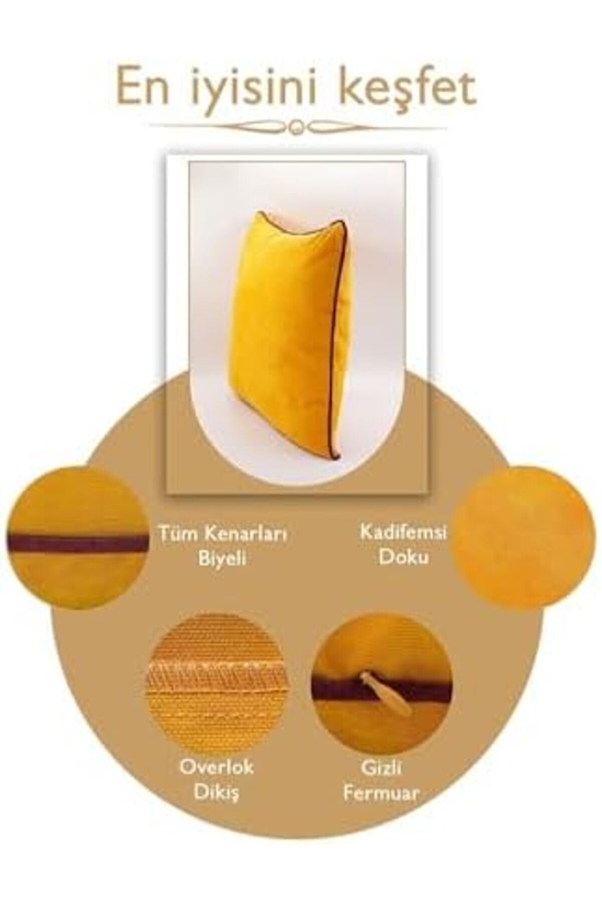 Oskyshopc Renk Seçenekli̇ Bordo Bi̇yeli̇ Sarı Kırlent Kılıfı Dekorati̇f Düz Sade Panoroma Panbi̇y Sarı Bo