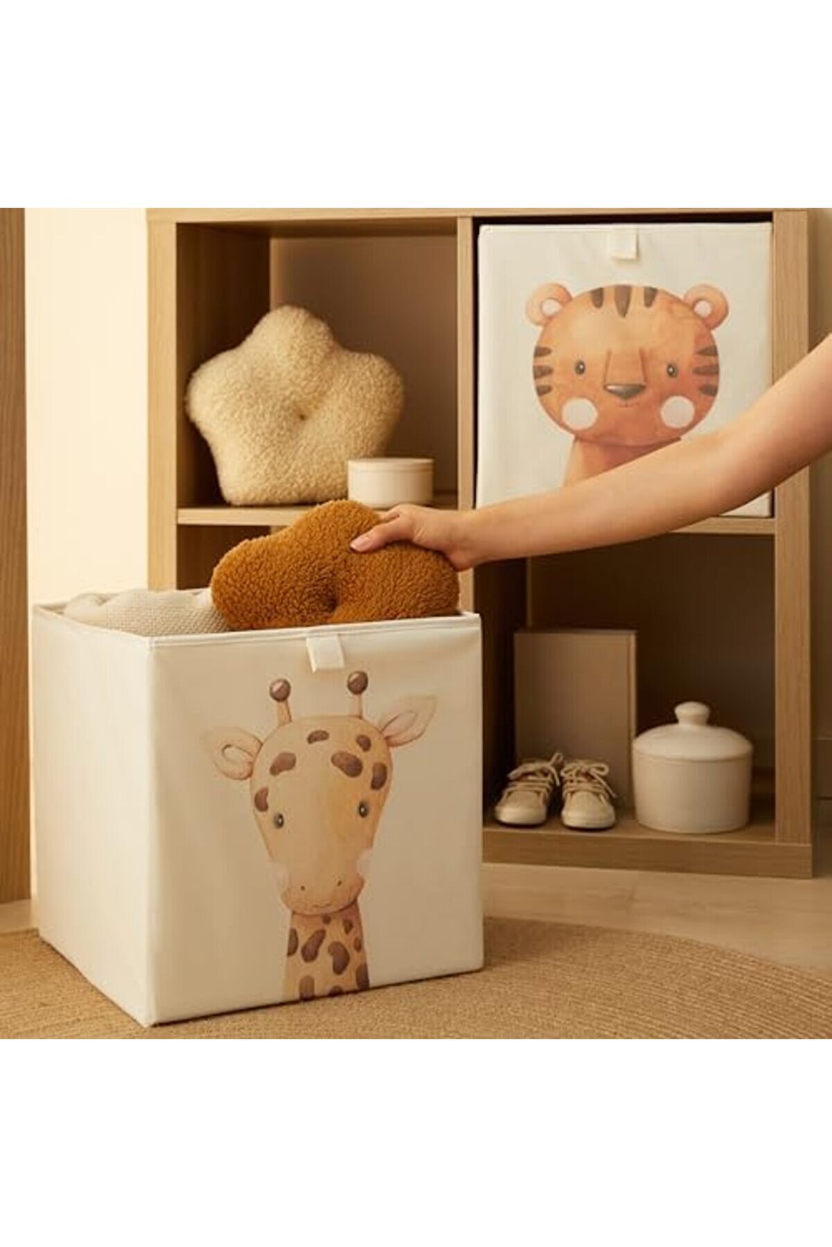 Jptrshop Home Texti̇le 2 Li̇ &Ccedil;ocuk Odası Sevi̇mli̇ Hayvanlar Kutu Set 33 X 30 X 33 Cm 1111498