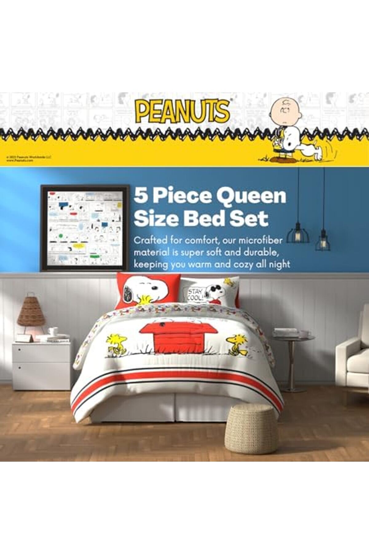 Lvnshop Peanuts Pals Süper Yumuşak Yorgan Ve Çarşaf Seti̇, 5 Parça Boy, (Resmi̇ Li̇sanslı Ürün) Ürünler