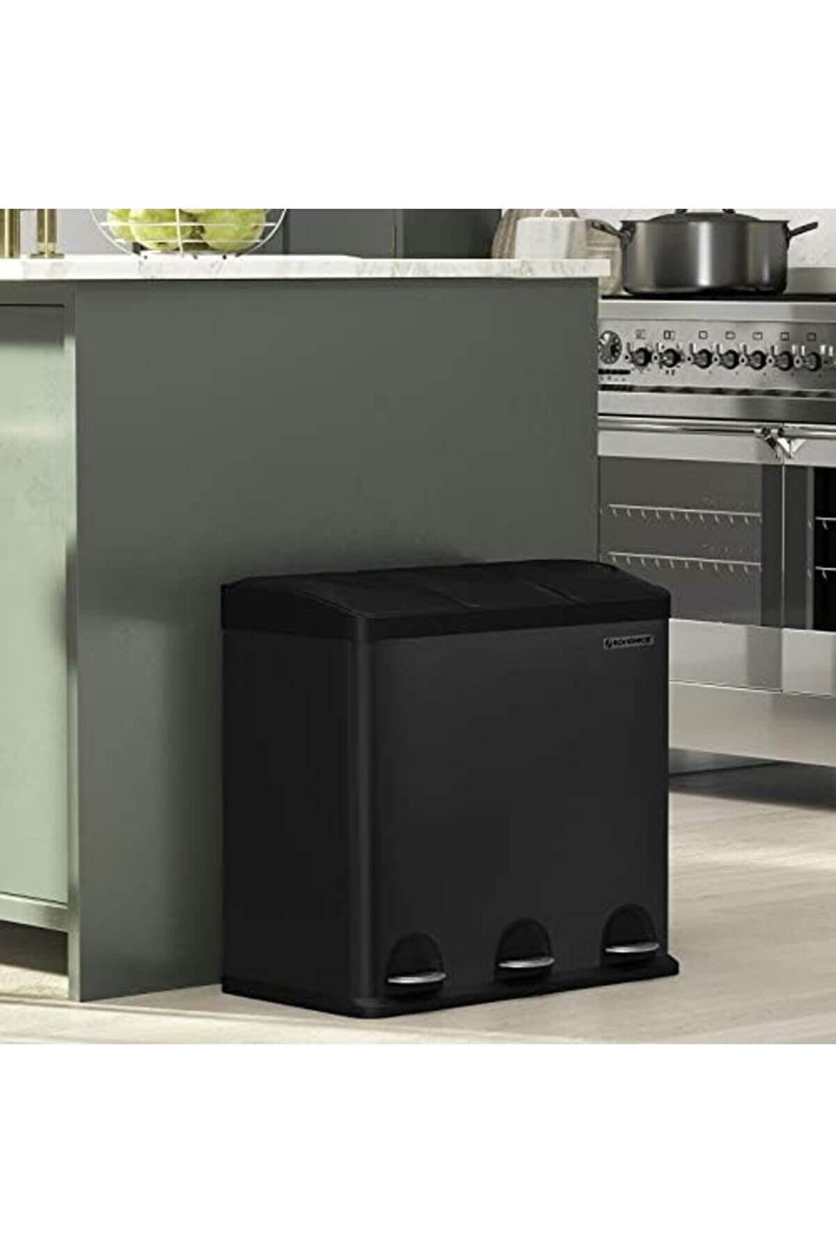 Snshop 54 Li̇tre Mutfak Çöp Kutusu Pedallı Çöp Kovası, 3 Bölmeli̇, İç Kovalar Ve Atık Ayırm