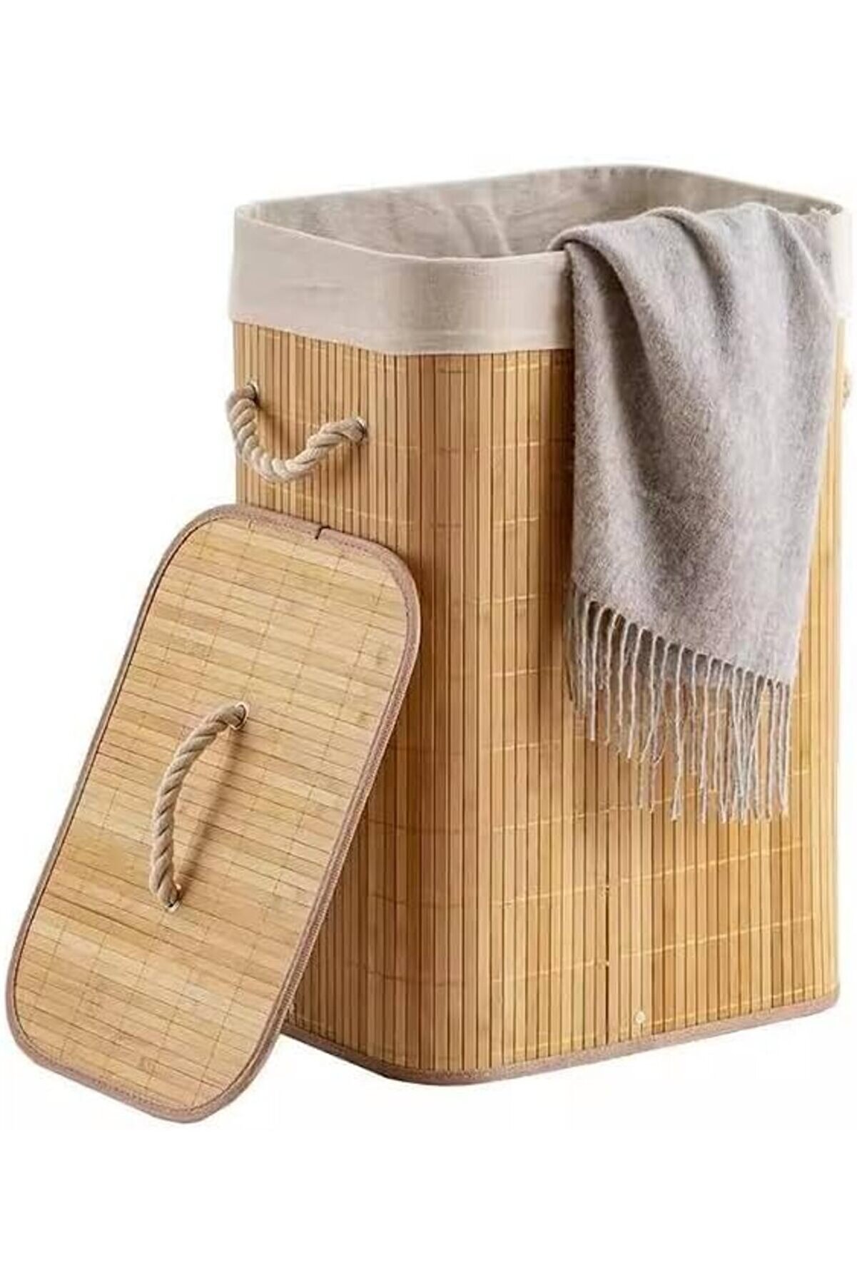 Lvnshop El Yapımı Hasır Katlanır Çamaşır Sepeti̇ Di̇kdörtgen 72 Li̇tre (40Cm*30Cm*61Cm), Malzemeden Üre