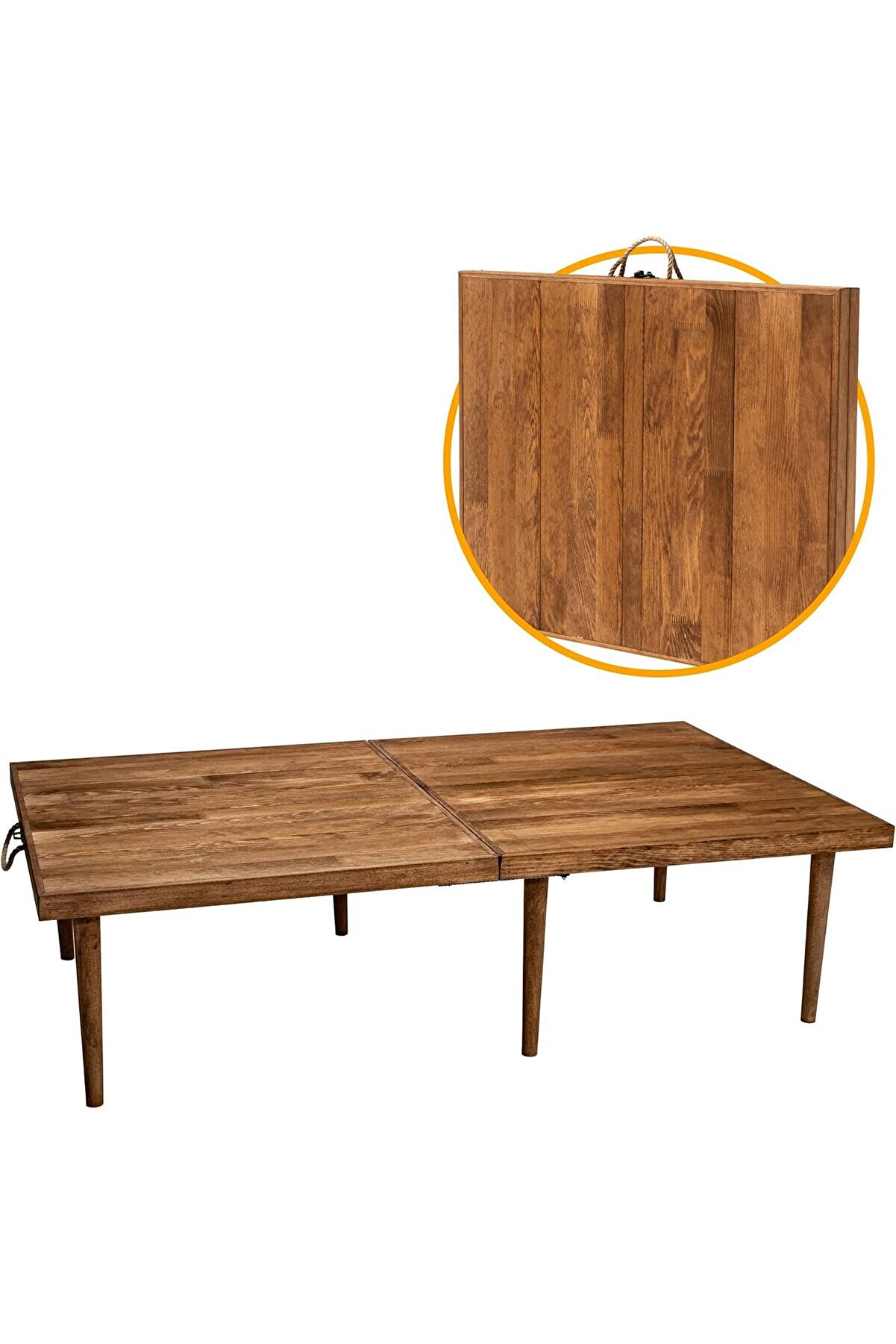 STOREMAX Katlanır Sabit Ayaklı Kamp, Piknik ve Bahçe Masası 70x120 cm - Ceviz Renk