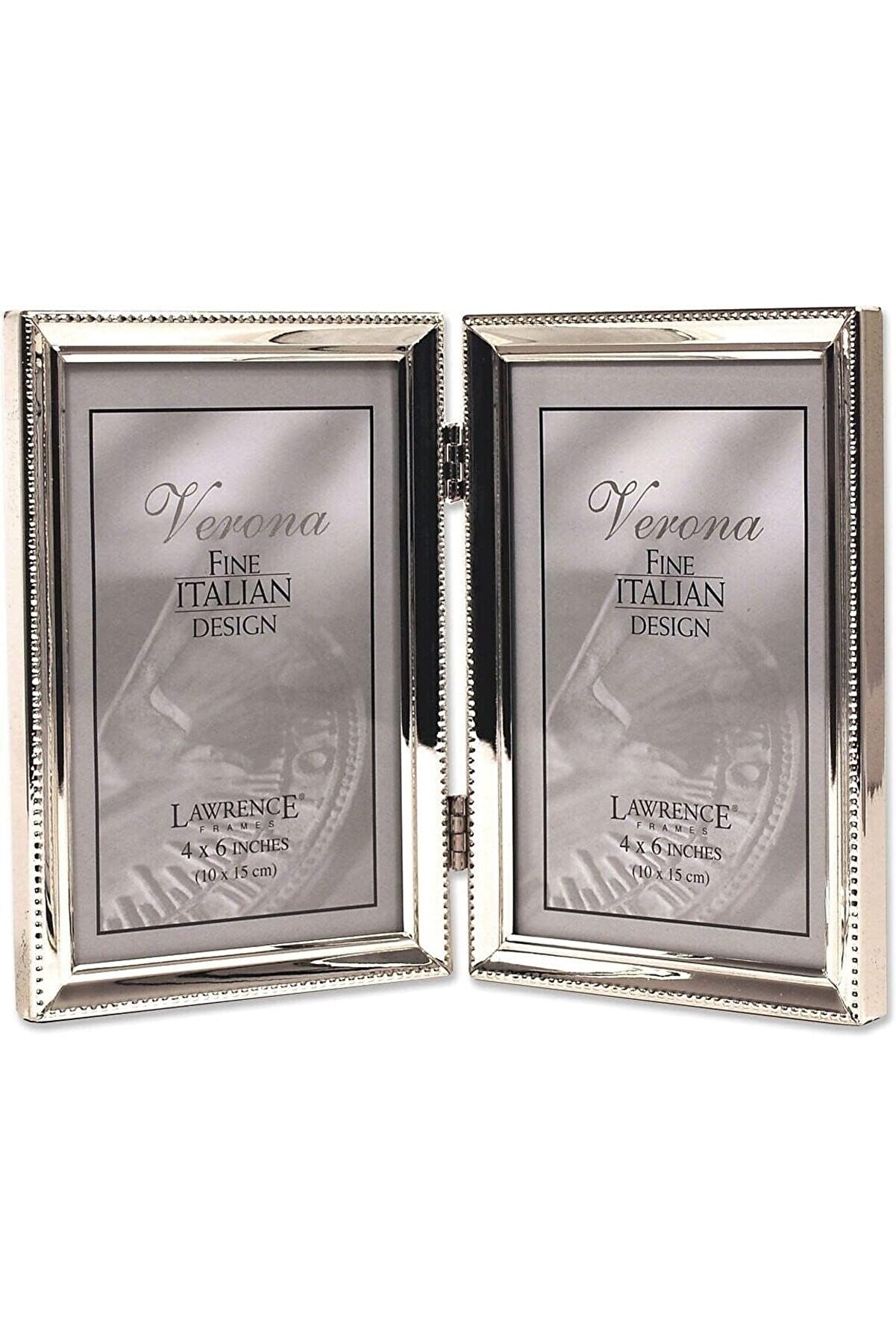 G&ccedil;avm Frames Poli̇shed Si̇lver Plate 4X6 Hi̇nged Double Pi̇cture Frame - Bead Border Desi̇gn Shopg&ccedil; 117
