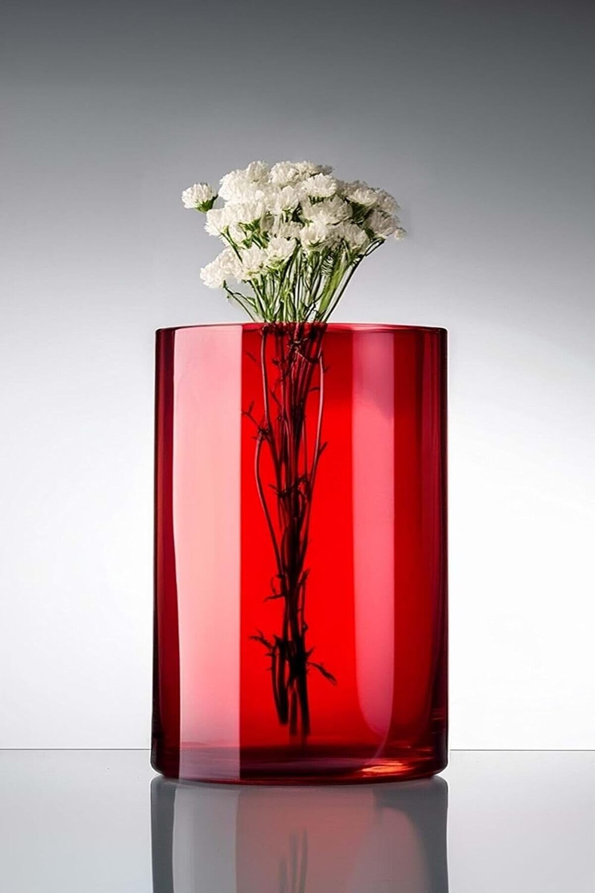 STOREMAX lvnshop Dekoratif Kırmızı Cam Canlı Kuru Çiçek Mumluk Dekorasyon 12x15 cm 224120