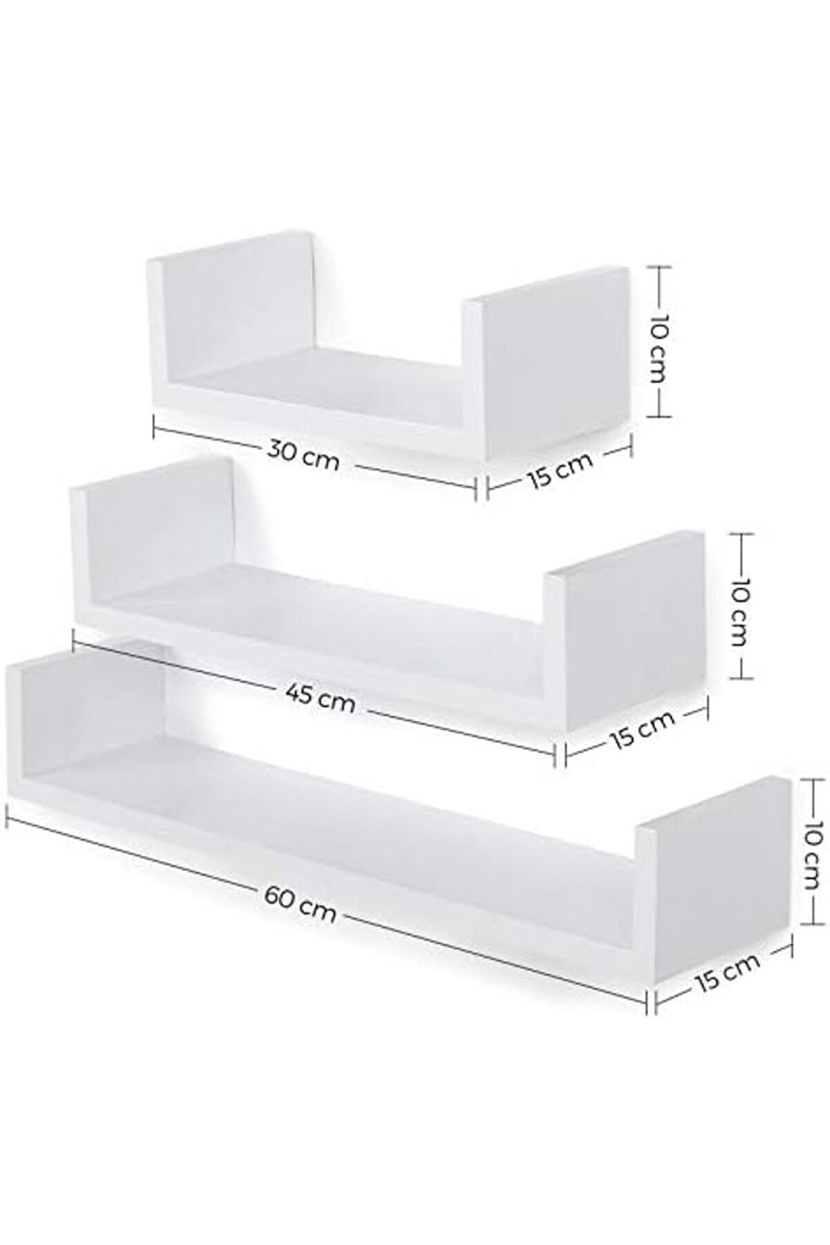 Gçavm Duvar Rafları, 3 Lü Set, Yüzer Raflar, 30/45/60 Cm, Dekorati̇f, Yaratıcı, Yatak Odaları,