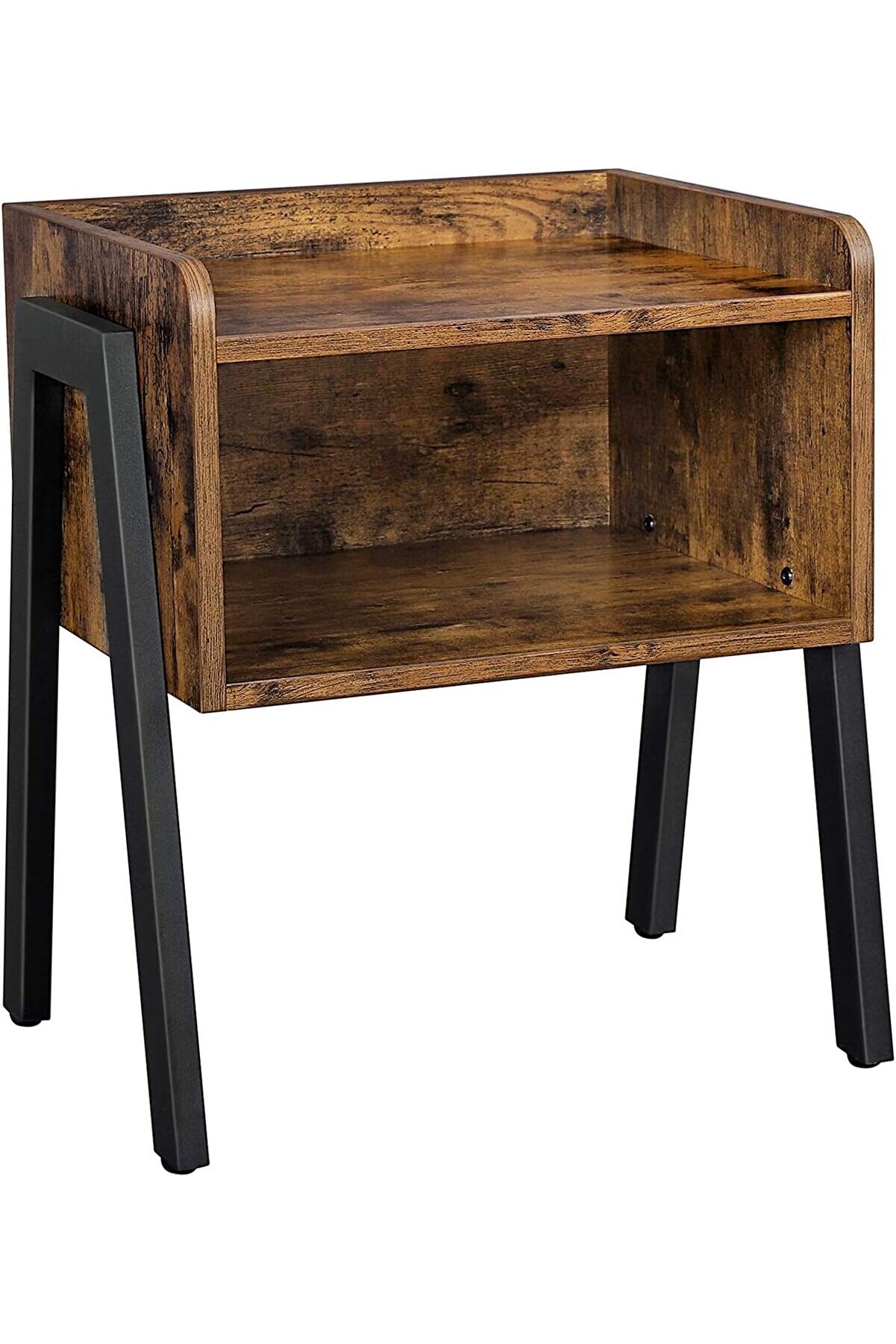 STOREMAX snShop Komodin, Komodin, Yan Sehpa, Açık Bölmeli Istiflenebilir Komodin, Rustik Ahşap Görünüm