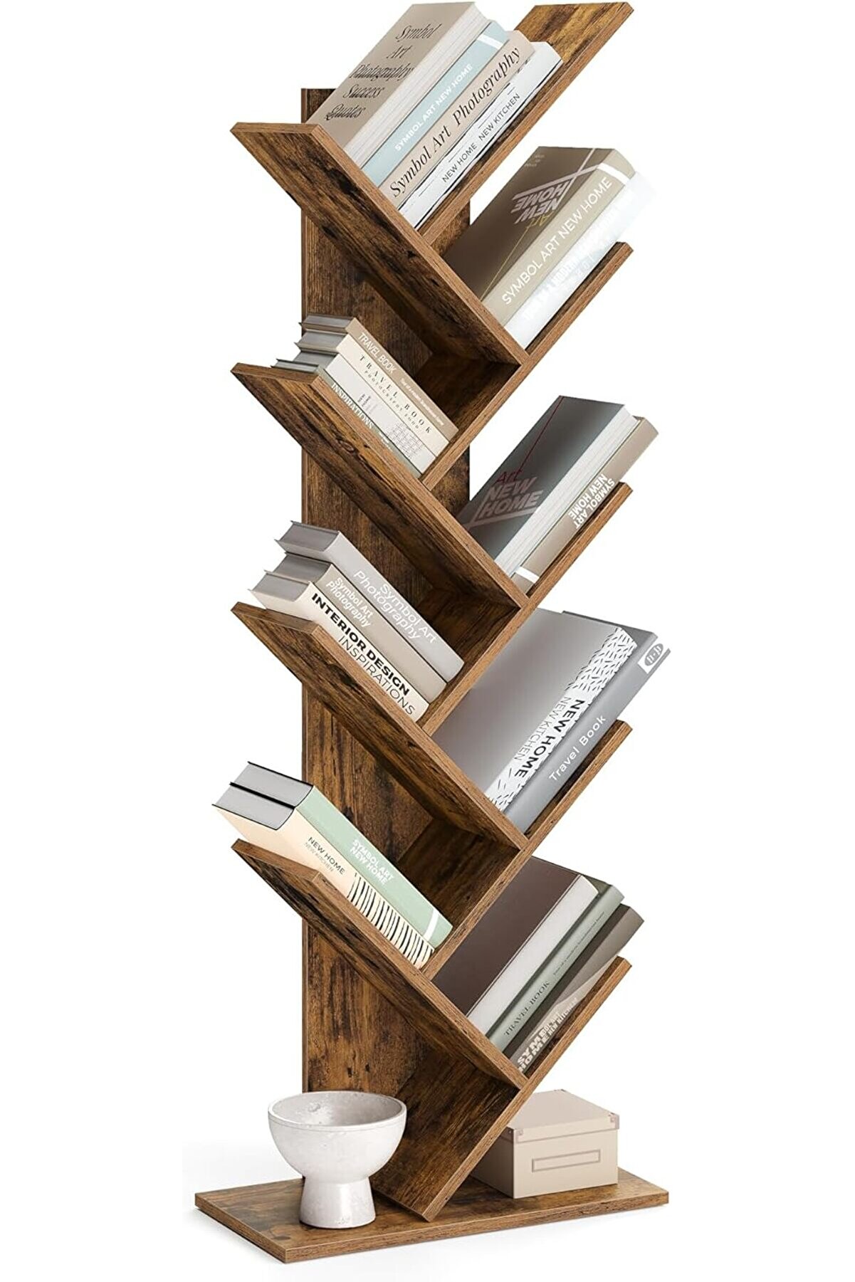 STOREMAX aclyashop Ağaç Kitap Rafı, 8 Katlı Ayaklı Kitaplık, Oturma Odası, Ev Ofis için Ahşap Raflı, Lbc11Bx