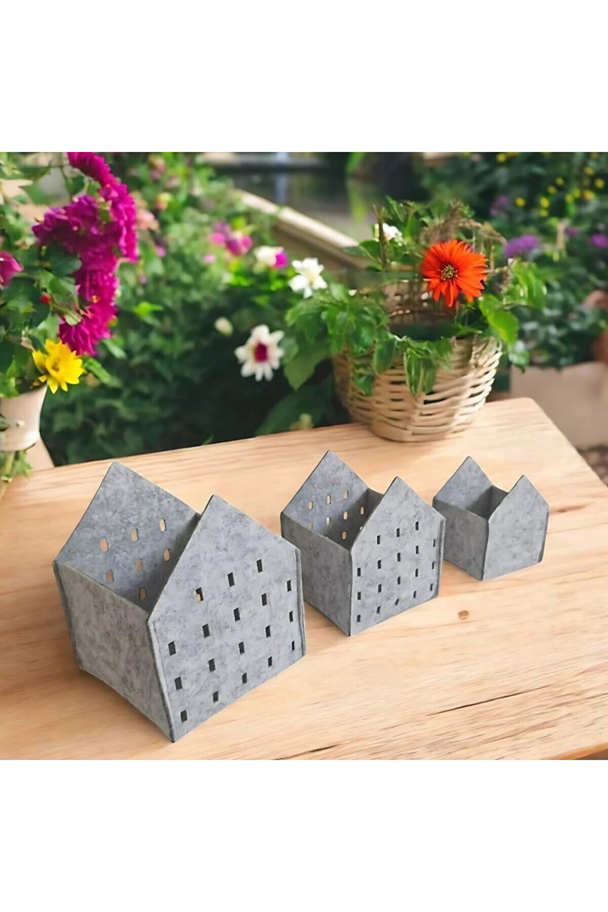 STOREMAX lvnshop 3’lü Keçe Saklama Kutusu – Dekoratif Organizer Sepet Seti, Farklı Boyutlarda Çok Amaçlı Keçe