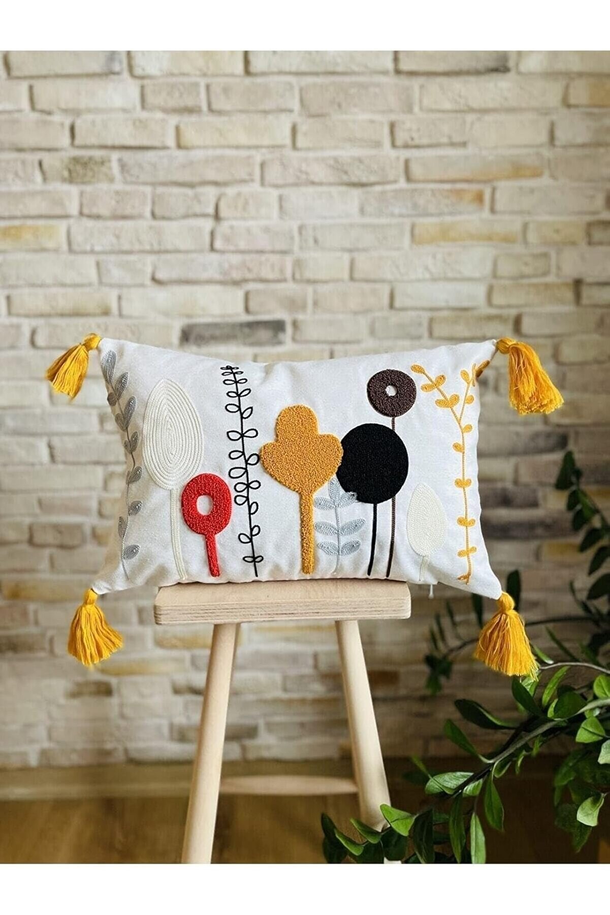 STOREMAX snShop Tekli Dekoratif Punch Işlemeli Tasarım Kırlent Kılıfı SARI 30 x 50 swıtaNM229 467437