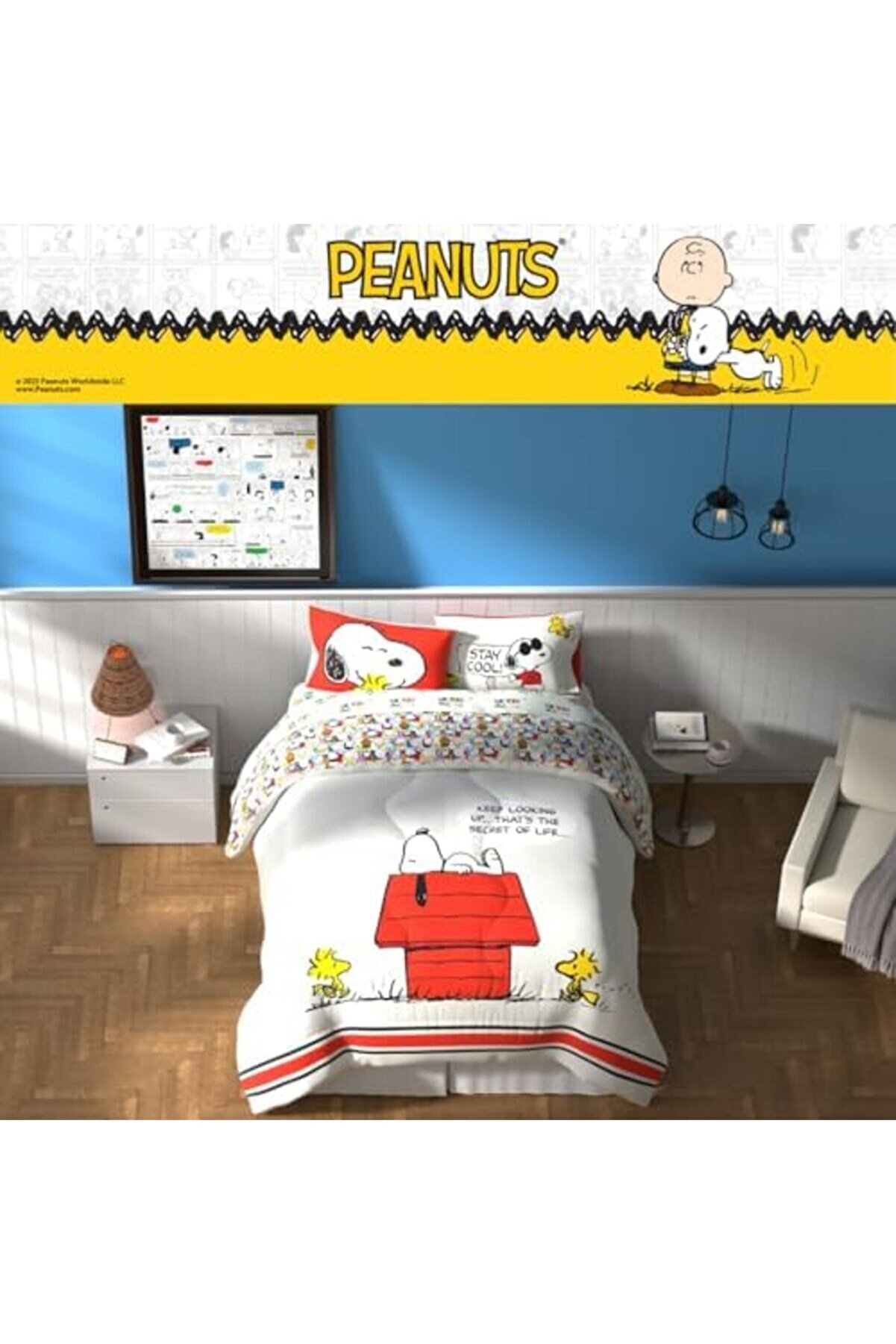 Lvnshop Peanuts Pals Süper Yumuşak Yorgan Ve Çarşaf Seti̇, 5 Parça Boy, (Resmi̇ Li̇sanslı Ürün) Ürünler