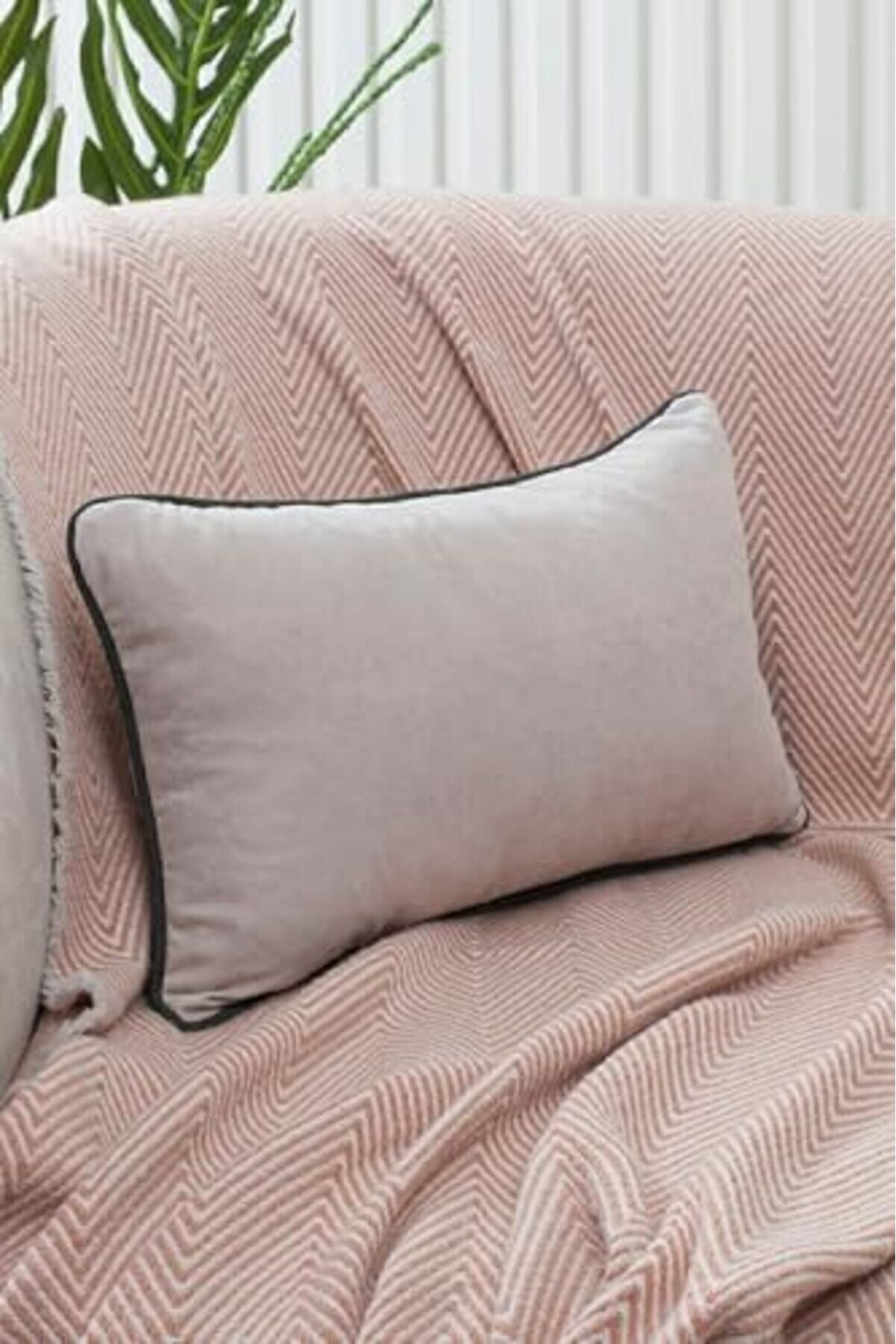 Lvnshop Renk Seçenekli̇ Yeşi̇l Bi̇yeli̇ Açık Gri̇ Kırlent Kılıfı Dekorati̇f Düz Sade Panoroma Panbi̇y Gri̇ Y