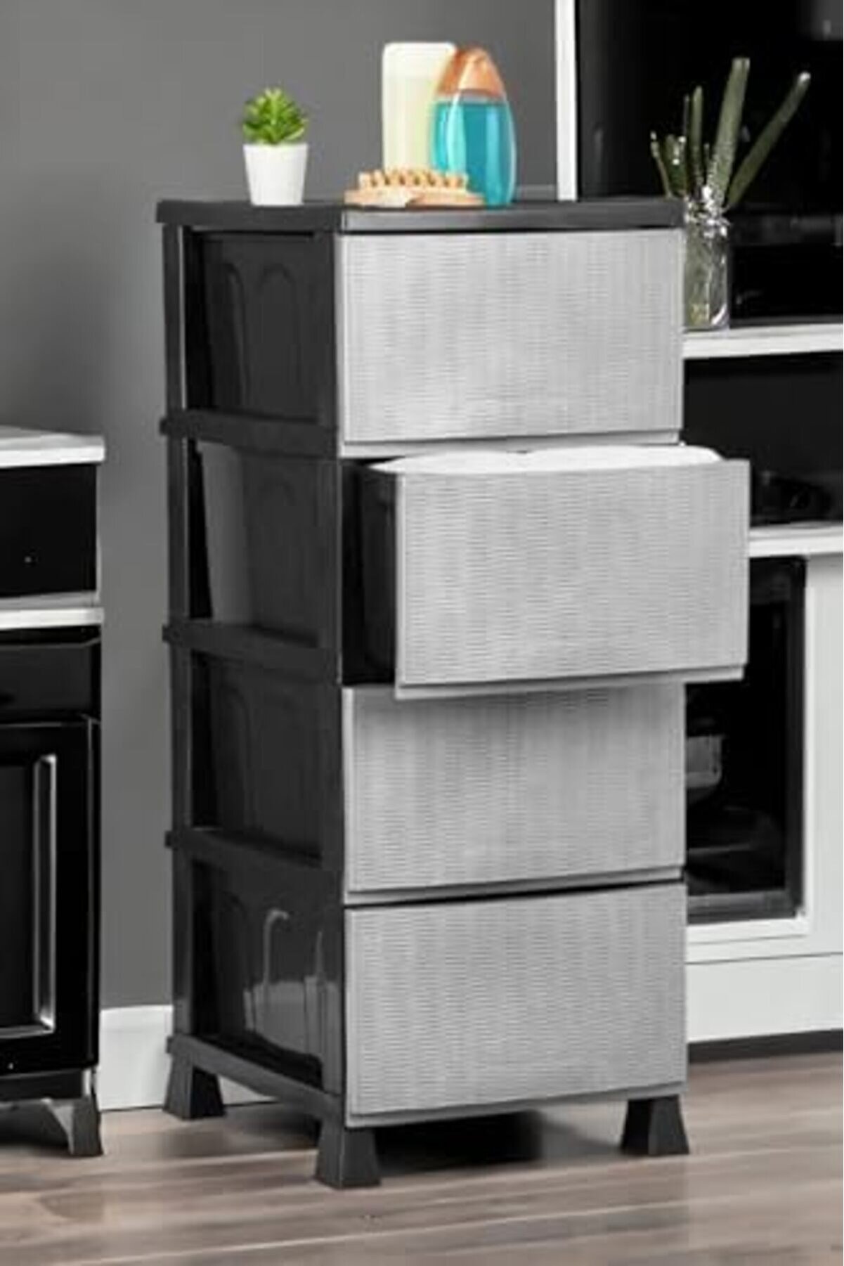 Gçavm Büyük Boy 4 Katlı Hasır Kapaklı Çok Amaçlı Şi̇fonyer Sebzeli̇k Komodi̇n Düzenleyi̇ci̇ |