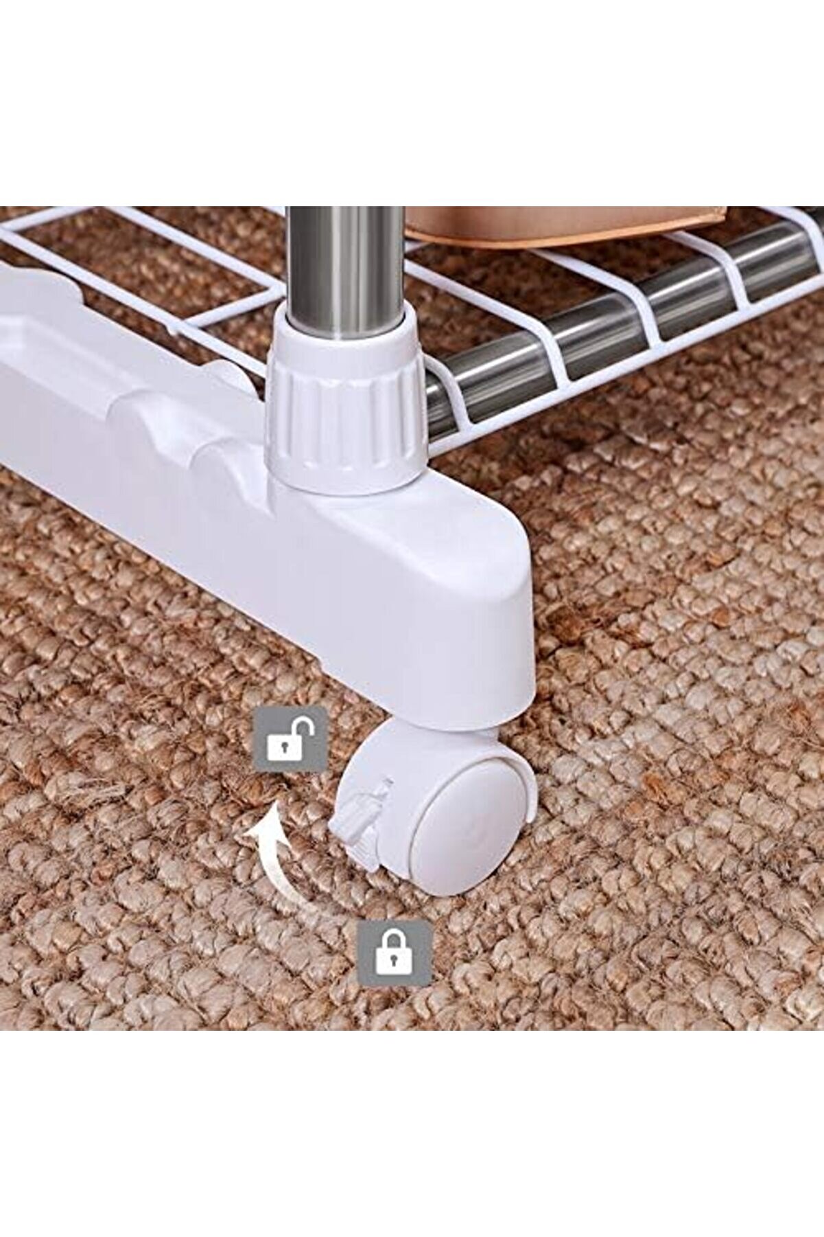 Prstore Elbi̇se Askısı, 95-172 Cm Ayarlanabi̇li̇r 2 Ayakkabı Raflı, Paslanmaz Çeli̇k Kaplama Borula