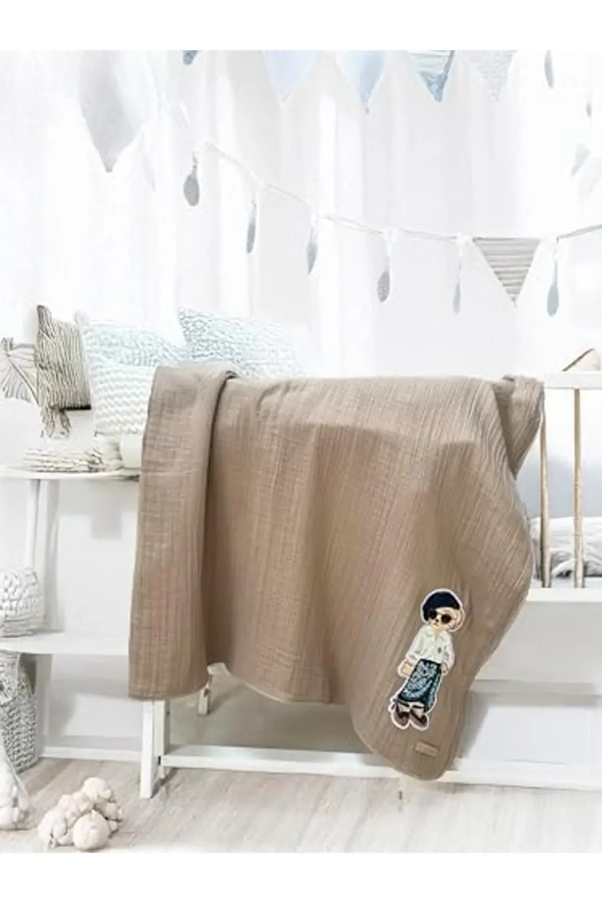 Snshop & Besti̇e Ayı Fi̇gürlü%100 Pamuk Müsli̇n Bebek Battani̇yesi̇ – Oeko-Tex Serti̇fi̇kalı, 75X75