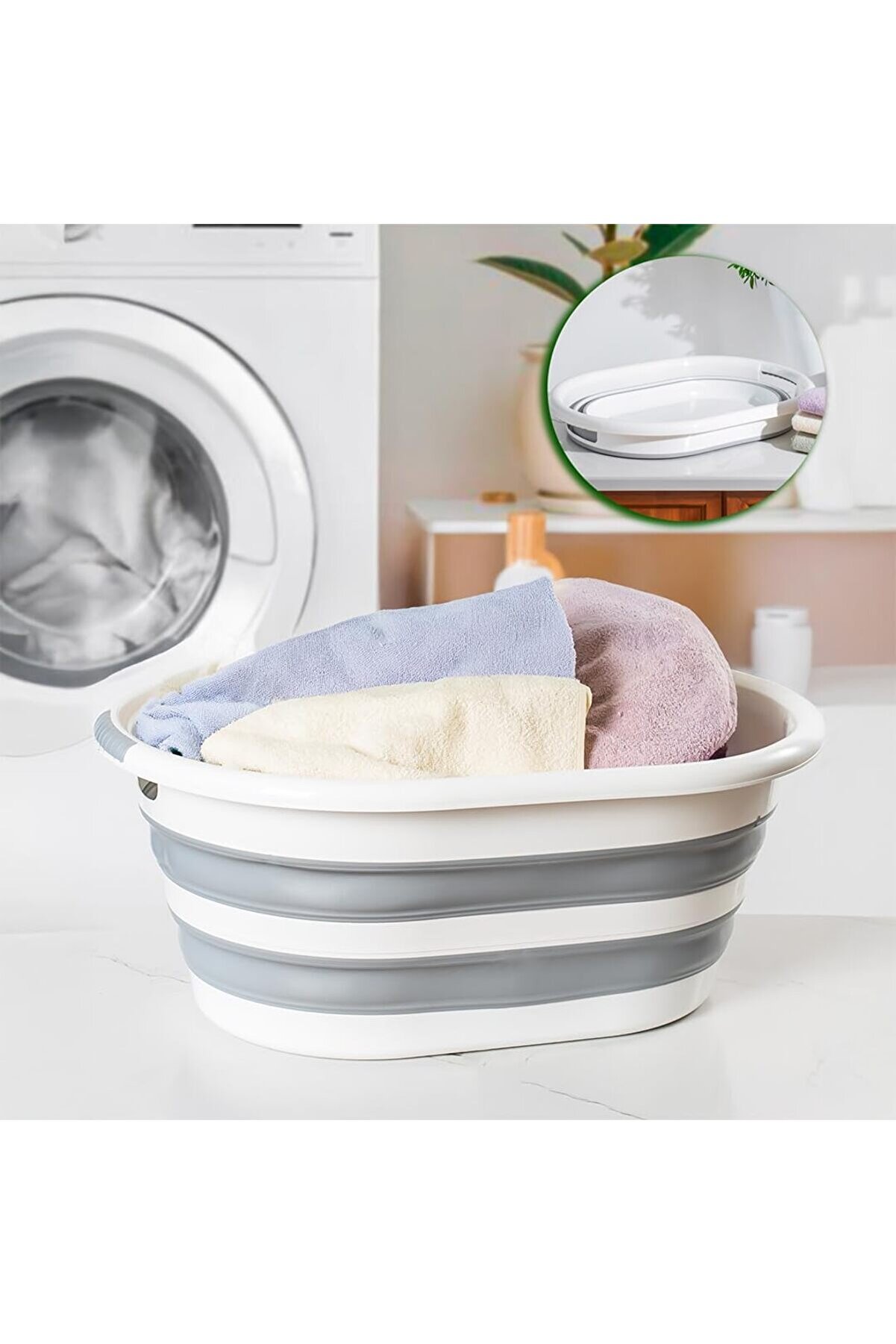 STOREMAX lvnshop LA-550 Katlanabilir Çamaşır Sepeti Akordiyon Katlanır Sele Sepet Silikon Çamaşır Sepeti 40 L