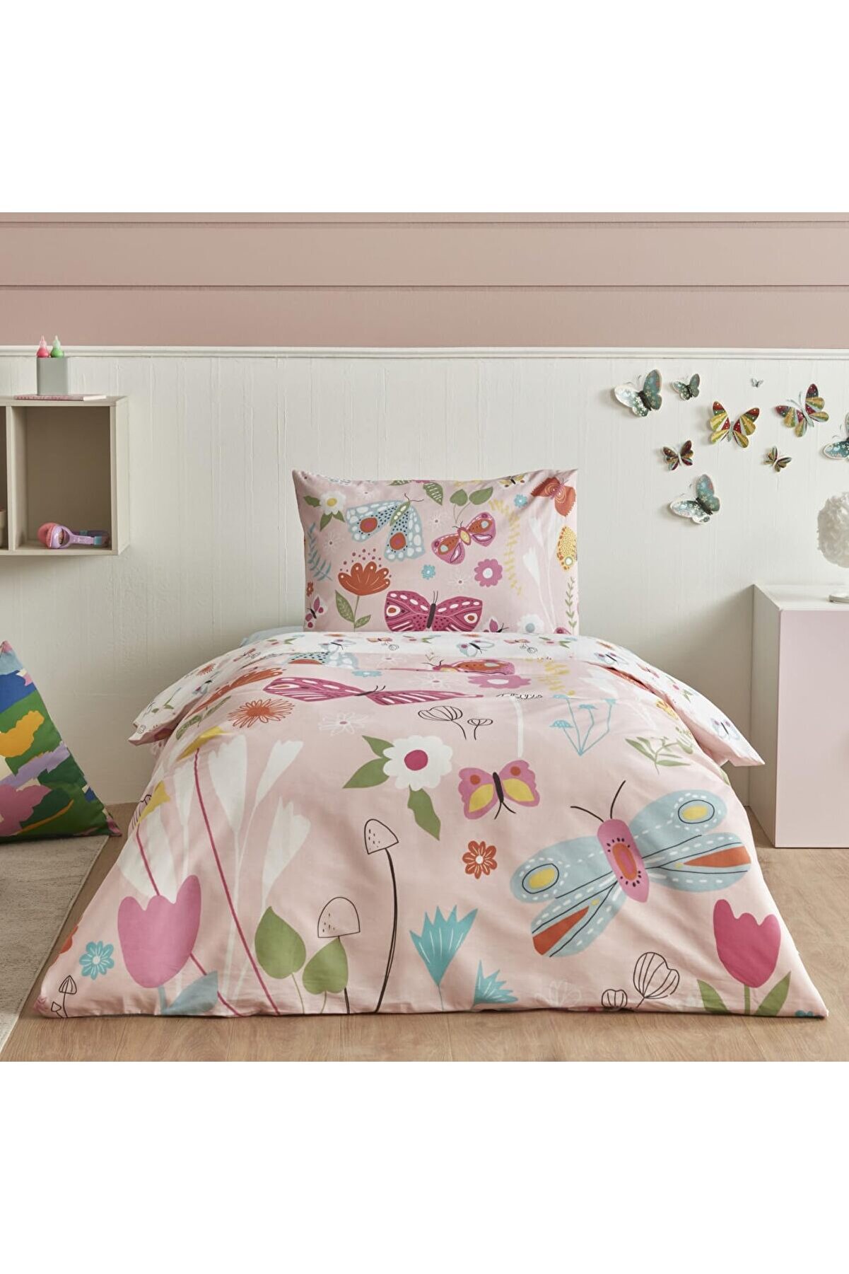 STOREMAX BRFShop Home Young Butterfly %100 Pamuk Tek Kişilik Nevresim Takımı 1165984