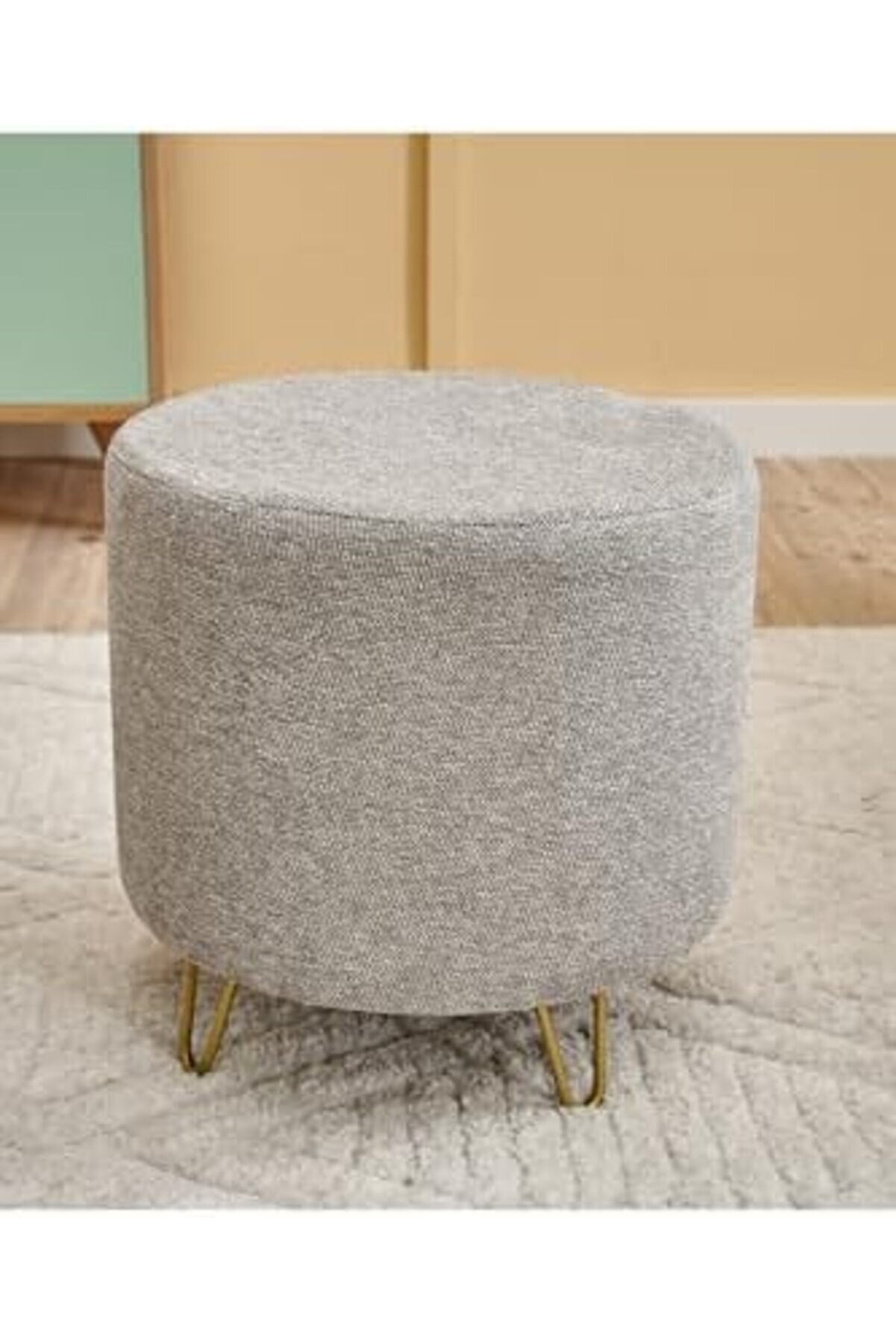 Asmara Metal Ayaklı Puf - Bej