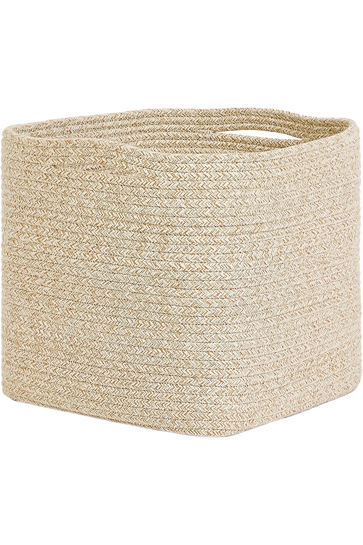 STOREMAX lvnshop Textile Bej Kırçıllı Pamuklu Sepet 30 x 30 x 30 cm 224120