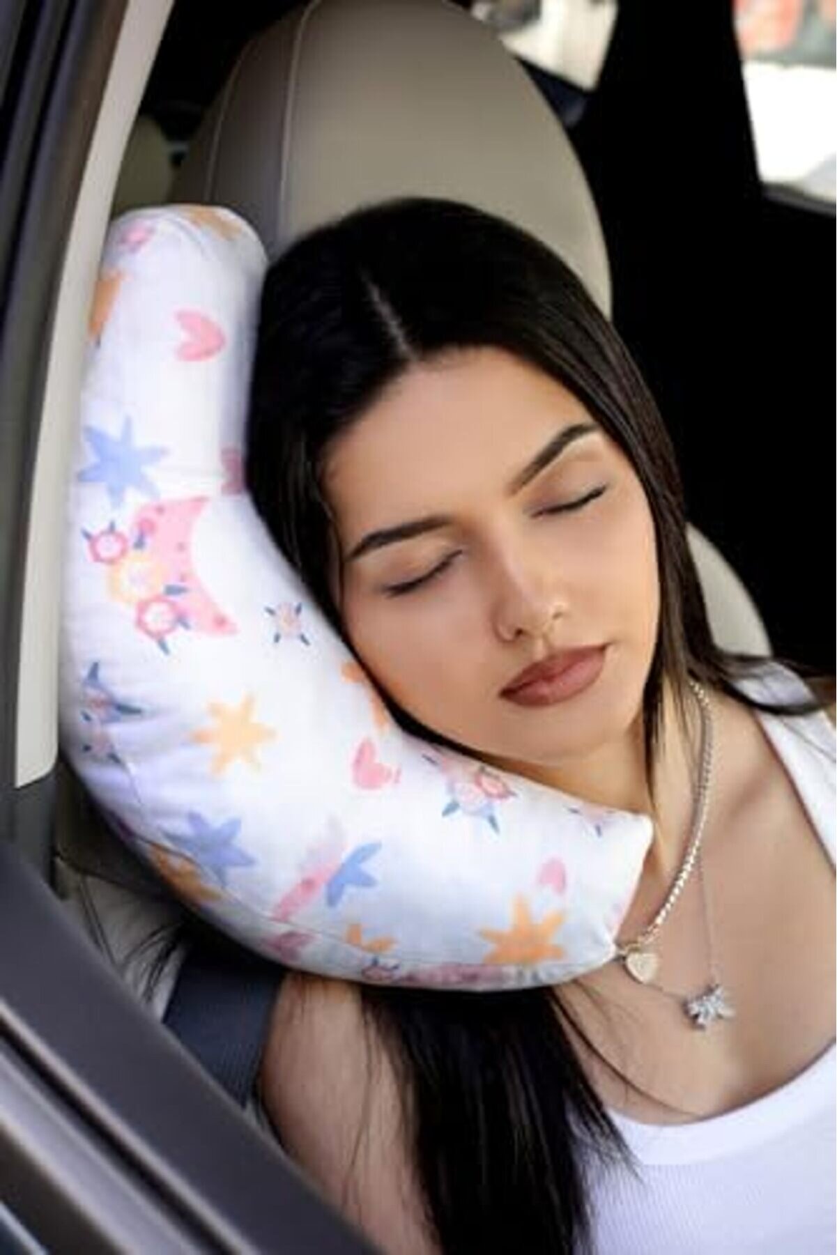 Seyahat Boyun Yastığı Ortopedi̇k Araba Otobüs Uçak Yolculuk Yastığı Yıldız Desen 30 X 10 Kurtçuk Yast