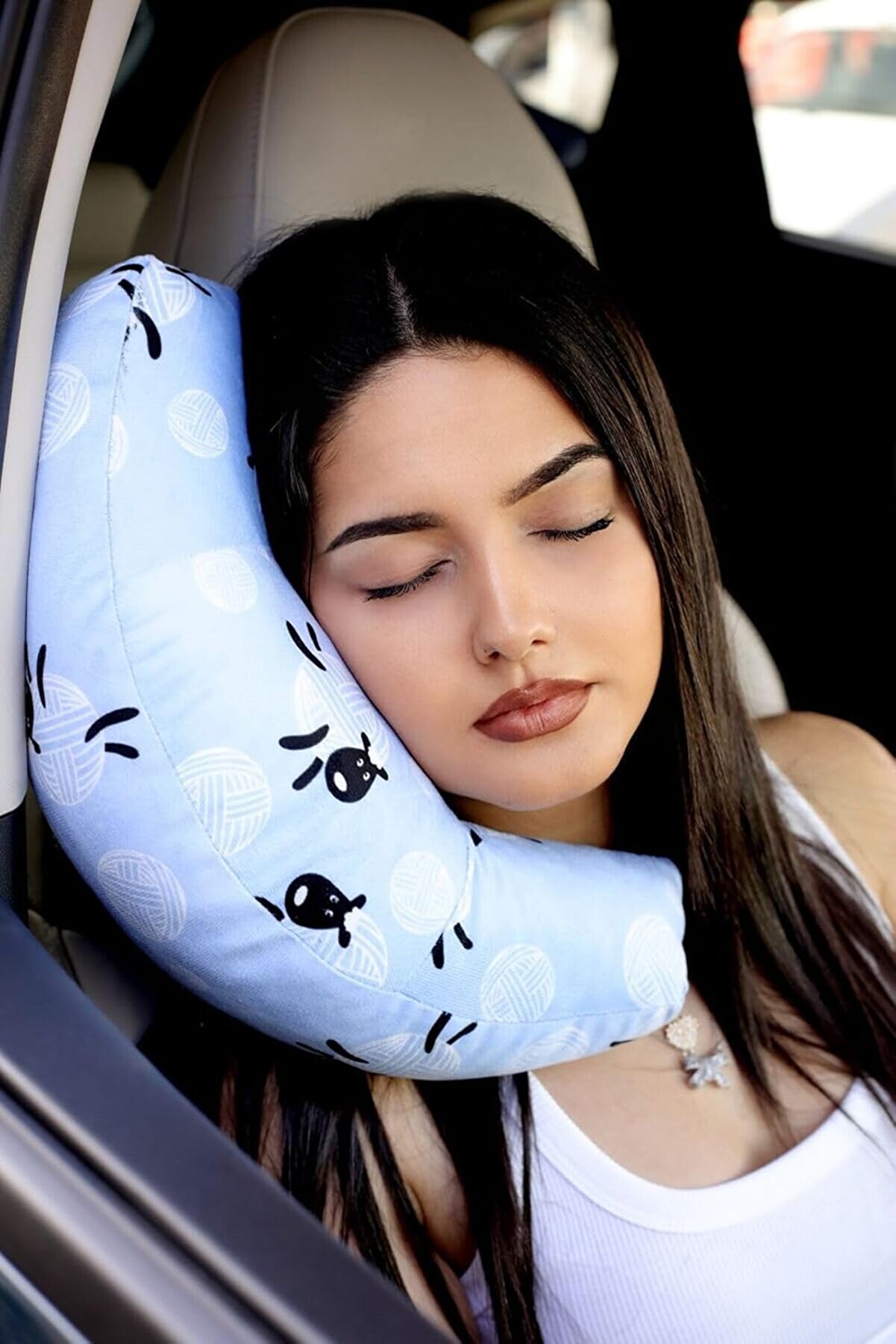 STOREMAX lvnshop Seyahat Boyun Yastığı Ortopedik Araba Otobüs Uçak Yolculuk Yastığı Koyun Desen 30 X 10 Kurtç