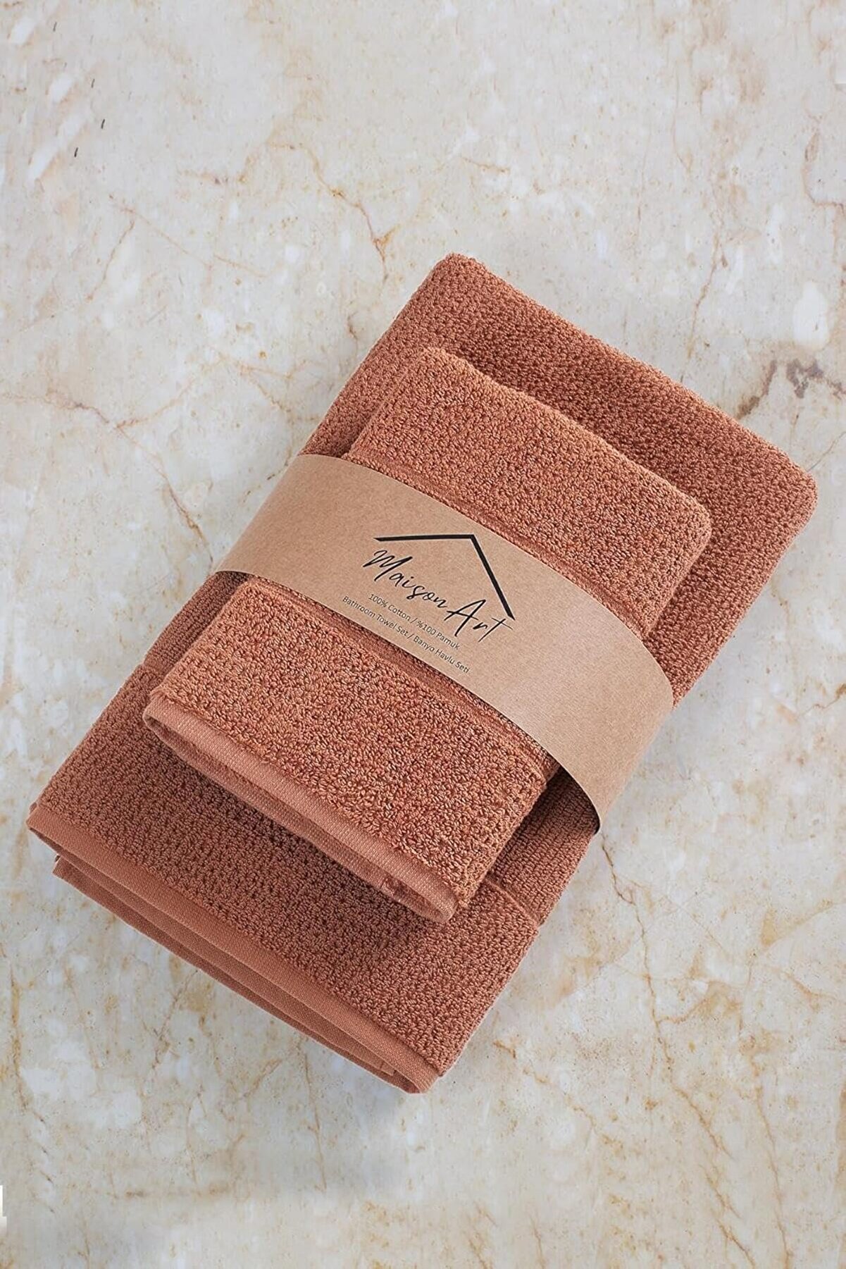 STOREMAX modaburst Tekstil | 50x90-70x140 Cm 2'Li Havlu Seti,%100 Pamuklu Havlu Takımı Kiremit polysweep 1058