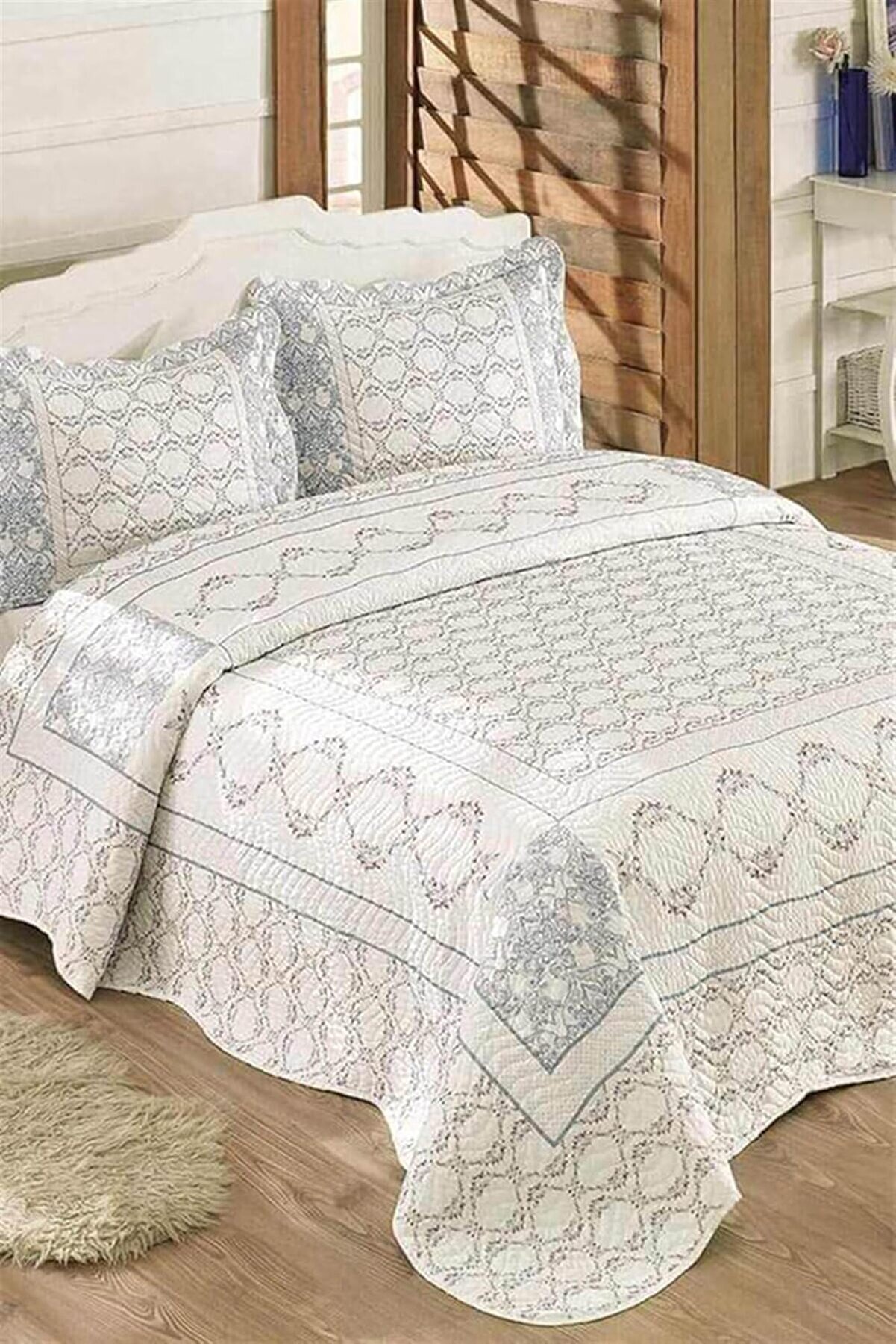 STOREMAX snShop Lisa &Ccedil;ift Kişilik Kapitone Yatak &Ouml;rt&uuml;s&uuml; Takımı - Mavi 467437