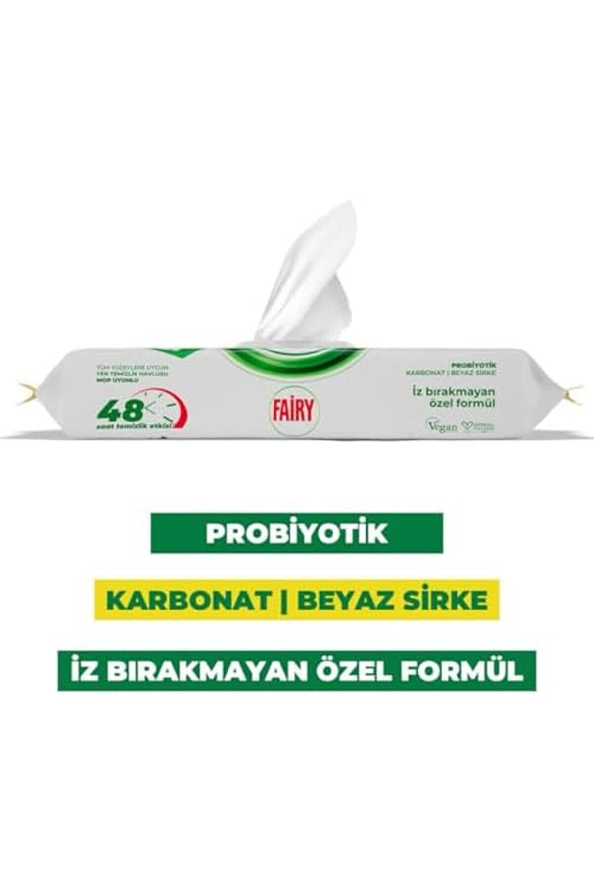 Lvnshop Çok Amaçlı Mop Uyumlu Yer Temi̇zli̇k Havlusu 50 Yaprak | Yağlı | Beyaz Si̇rke Karbonat | 48 Saa