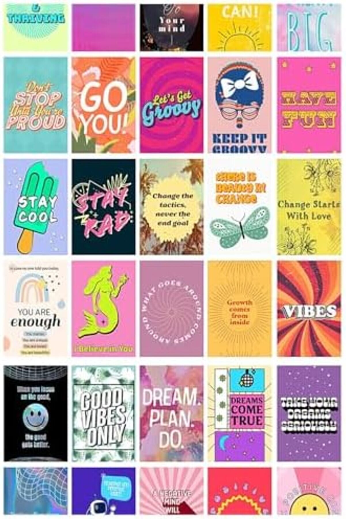 Oskyshopc Moti̇vasyon Sözleri̇ Temalı 90 Adet Duvar Poster Seti̇, Özel Tasarım Kutulu, Oda Dekoru (Ggk-