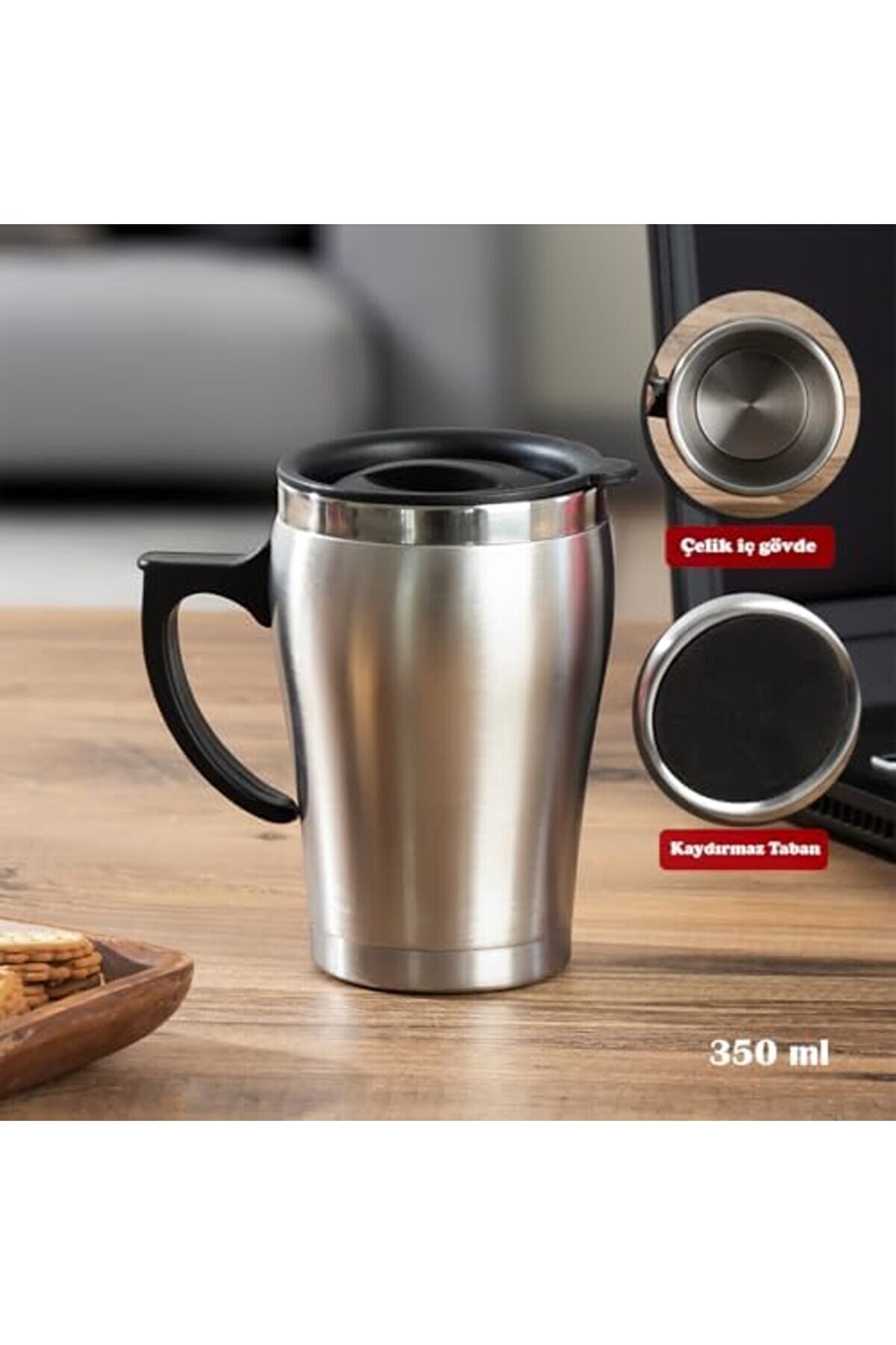 Jptrshop 05550 Paslanmaz Çeli̇k Kupa Sızdırmaz Çeli̇k Termos Araç Termosu El Termosu Yalıtımlı