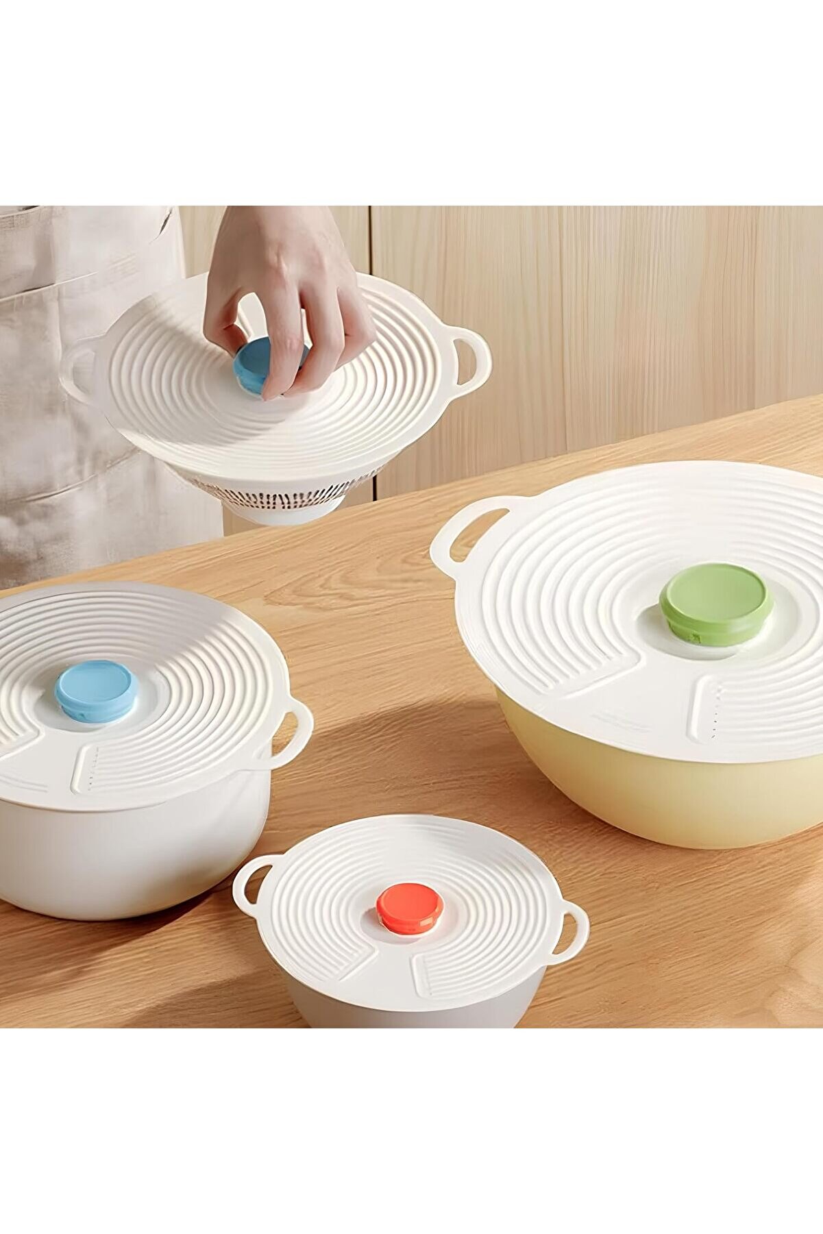 STOREMAX aclyashop 3’lü Vakumlu Silikon Kapak Seti | Esnek Sızdırmaz Kapaklar | Mikrodalga ve Bulaşık Makines