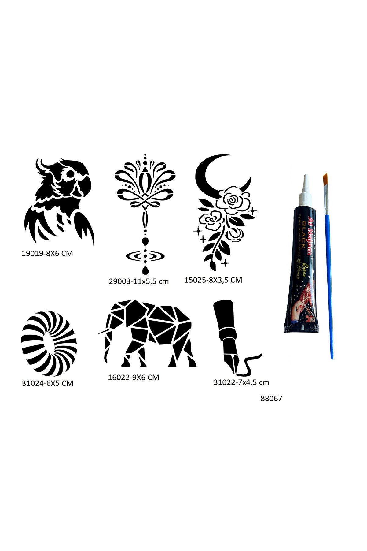 Ai̇rbrush Tattoo Sırt Ve Kol 6 Adet Şablon Ve Hi̇nt Kınası Geçi̇ci̇ Dövme Seti̇