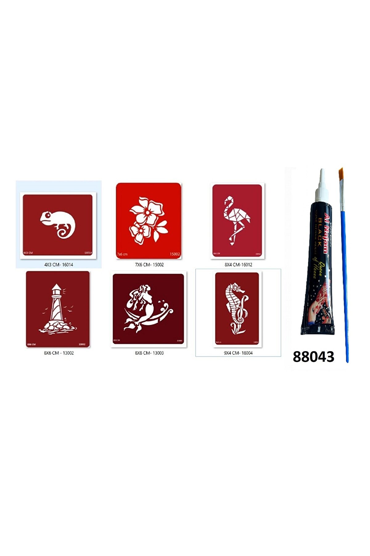 Ai̇rbrush Tattoo Bukalemun Deni̇z Atı Hi̇nt Kınasıyla Geçi̇ci̇ Dövme Seti̇