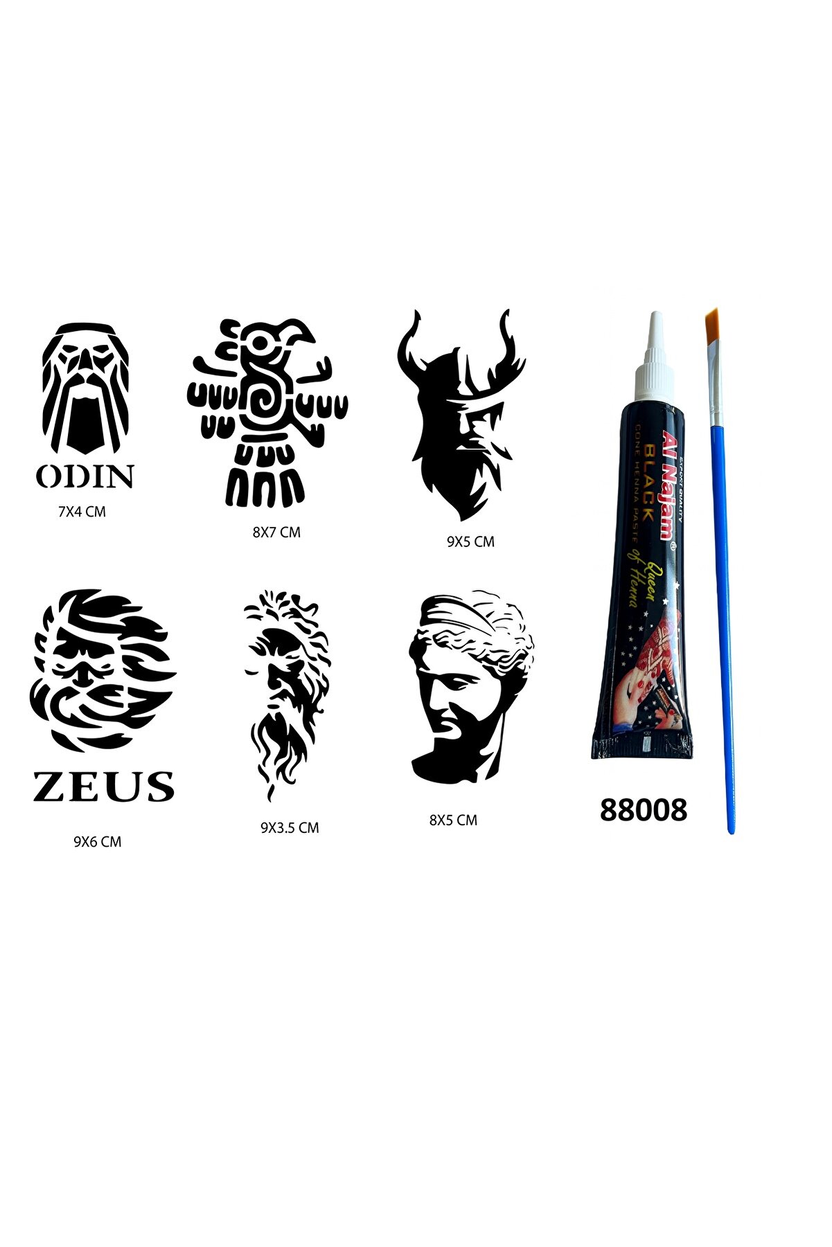 Ai̇rbrush Tattoo Mi̇toloji̇k İnançlar Hi̇nt Kınasıyla Geçi̇ci̇ Dövme Seti̇