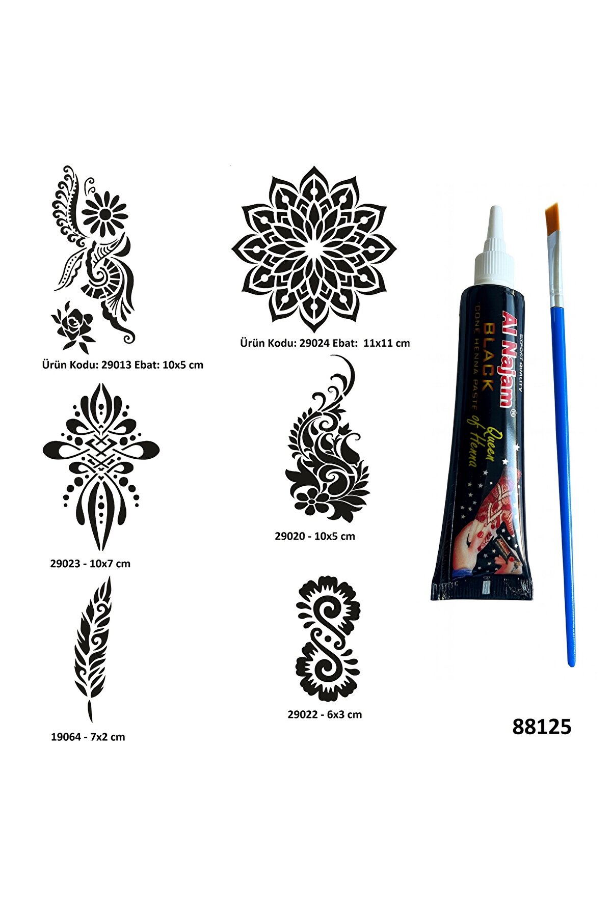 Ai̇rbrush Tattoo Kadın Sembolleri̇ Si̇yah Hi̇nt Kınası Hedi̇yeli̇ Geçi̇ci̇ Dövme Yapma Seti̇