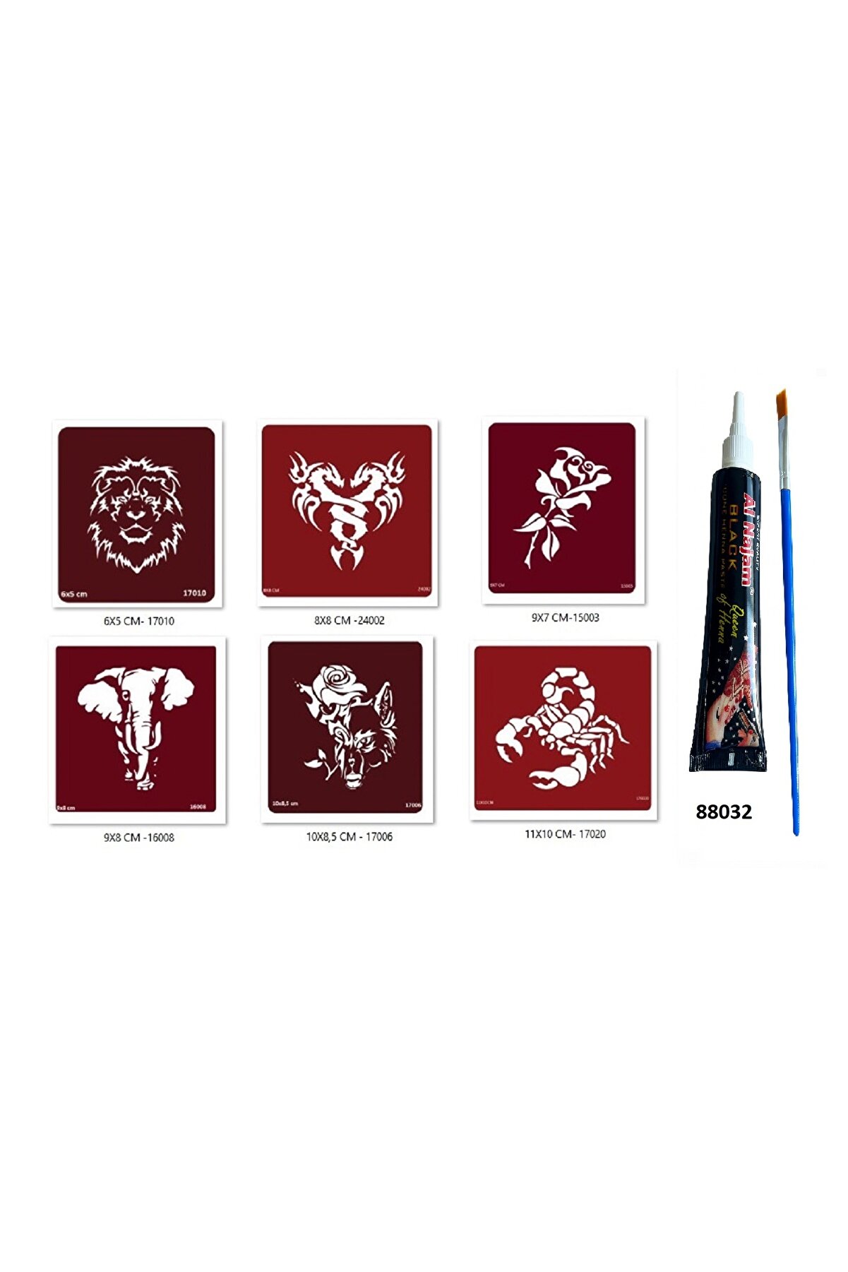 Ai̇rbrush Tattoo Aslan Fi̇l Hi̇nt Kınasıyla Geçi̇ci̇ Dövme Seti̇