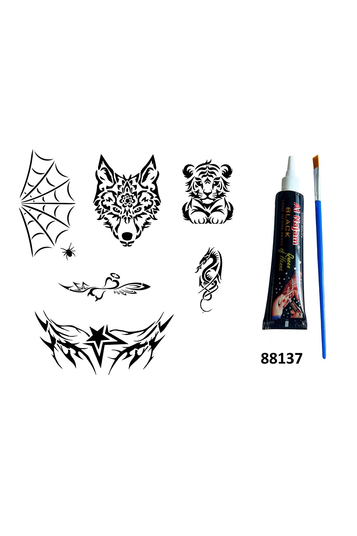 Ai̇rbrush Tattoo Vahsi̇ Kanat Hi̇nt Kınasıyla Geçi̇ci̇ Dövme Yapma Seti̇