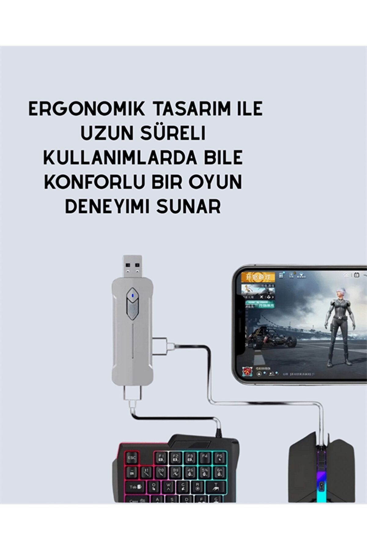 Zengezur 5İn1 Bt5.3 Mobi̇l Oyun Ki̇ti̇ Klavye Mouse Dönüştürücü Seti̇