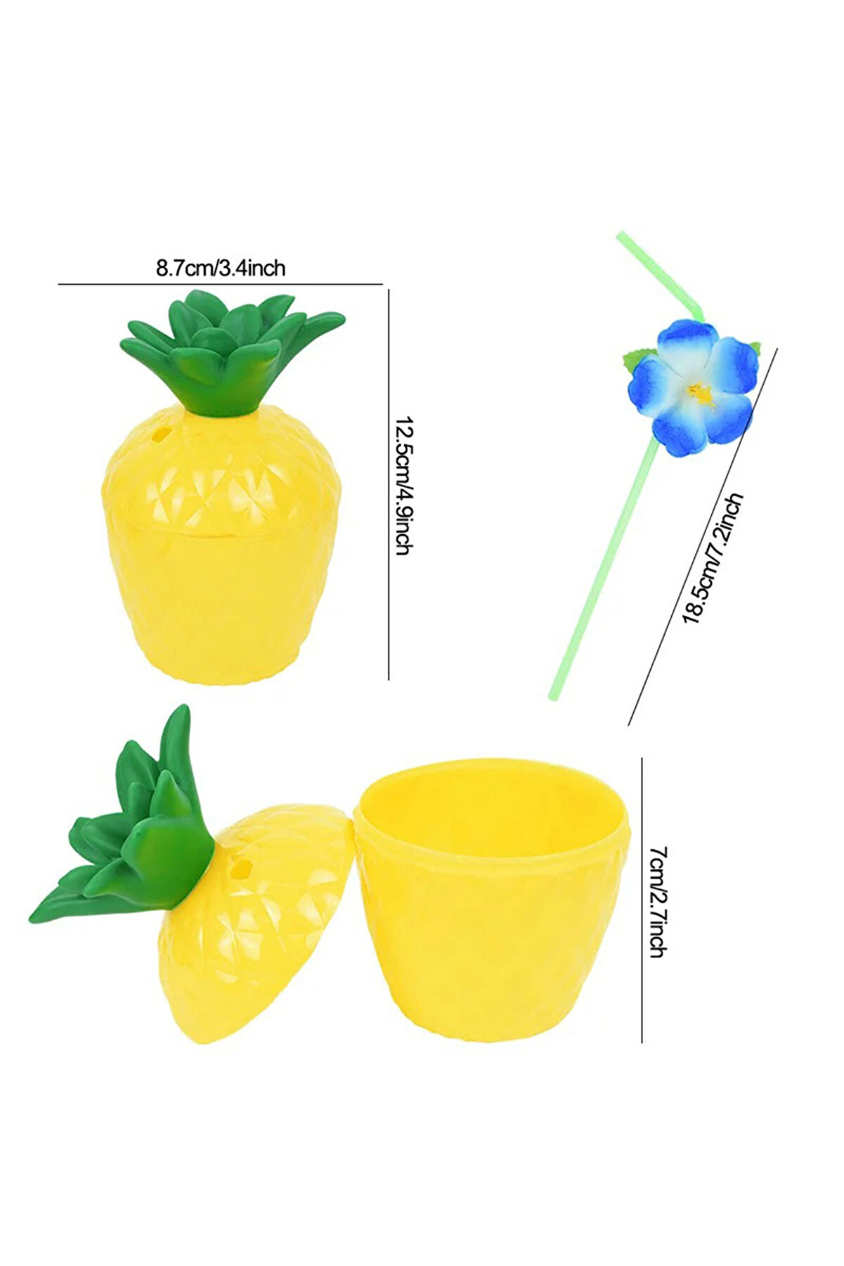 Go İthalat Ananas Hawai̇i̇ Luau Aloha Pi̇petli̇ İ&ccedil;ecek Kabı Bardak 10X13 Cm 1 Adet (5258)