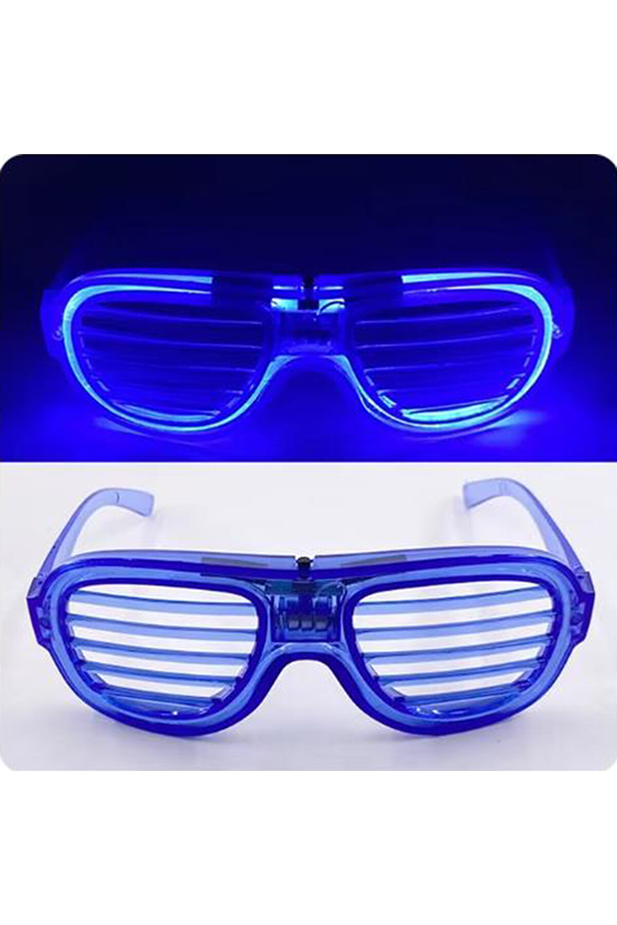 Go İthalat Mavi̇ Led Işıklı Parti̇ G&ouml;zl&uuml;ğ&uuml; - Neon Glow Şeri̇t G&ouml;zl&uuml;k 3 Modlu (5258)