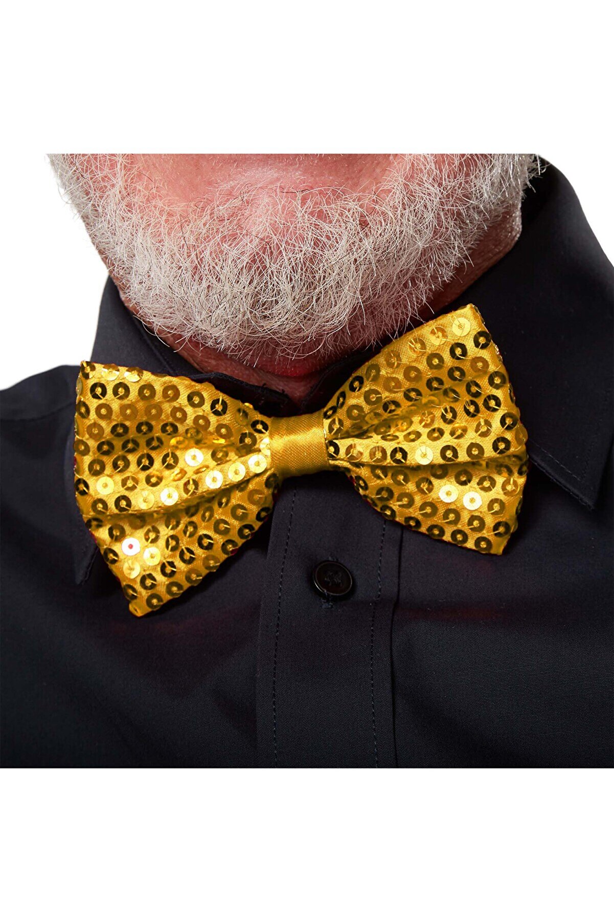 Go İthalat Gece Işıltısı Altın Payetli̇ Pullu Papyon 7X2 Cm (5258)